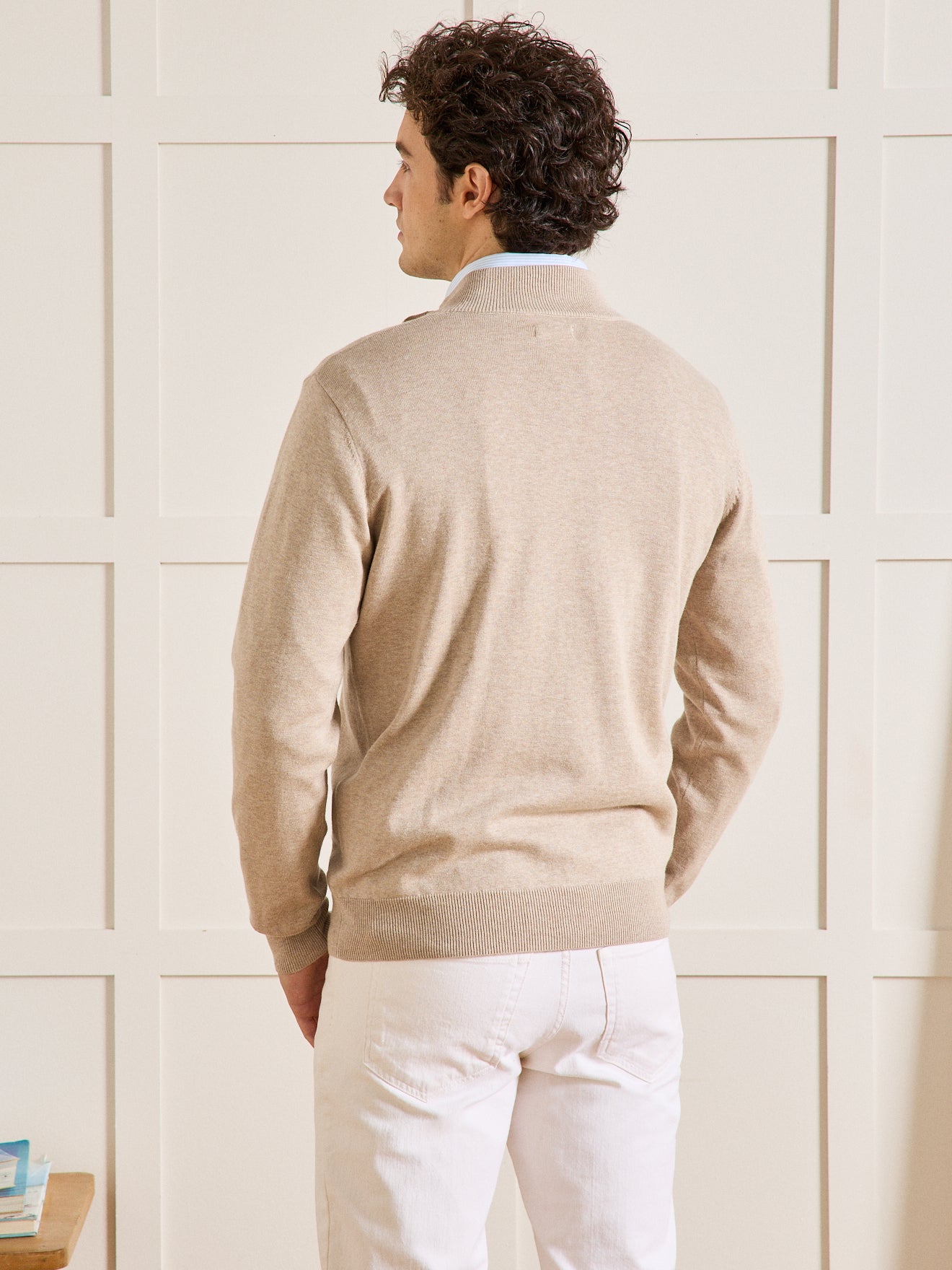 Pull col montant homme coton, soie et cachemire