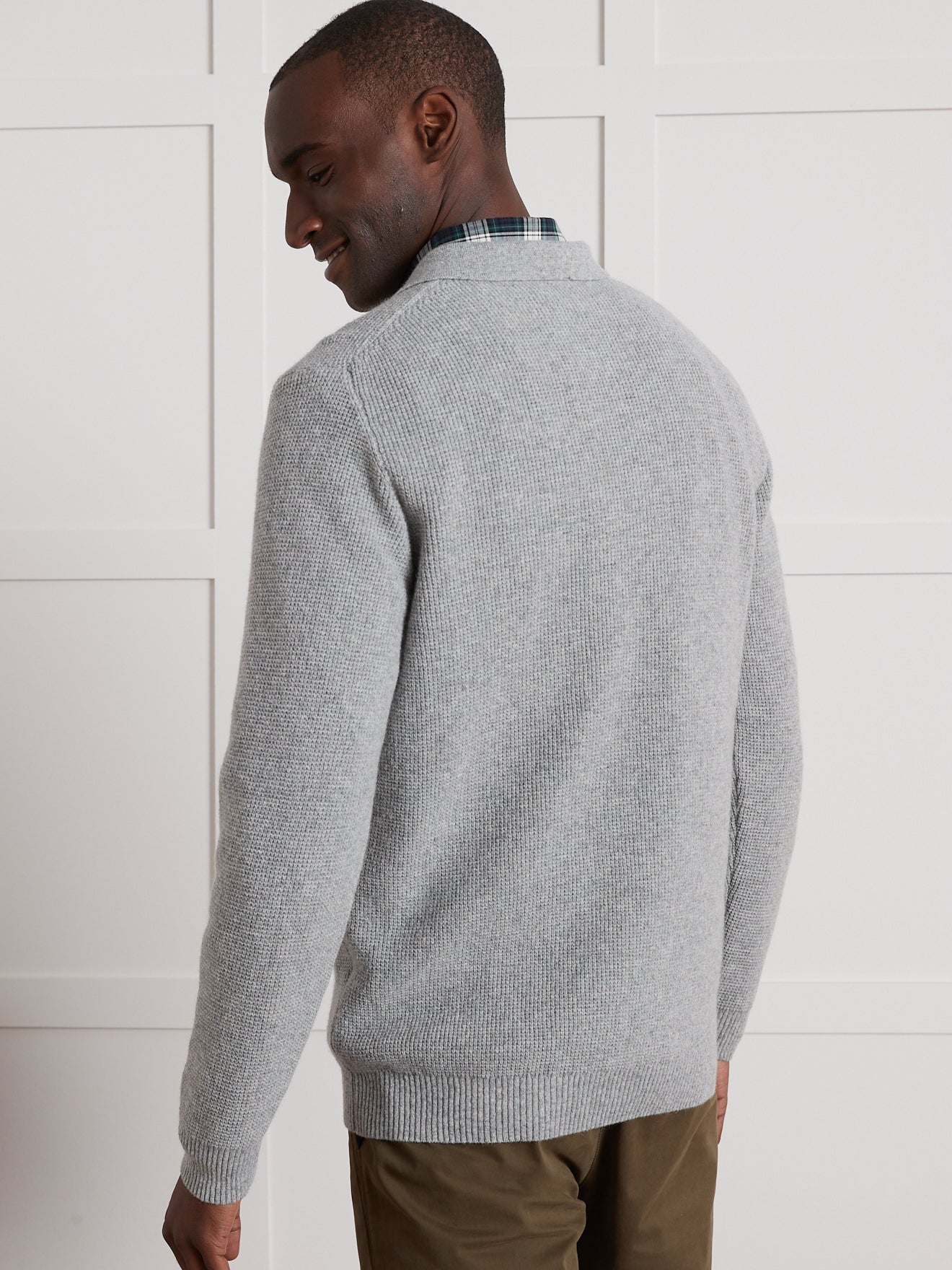 Pull col polo maille gaufrée homme