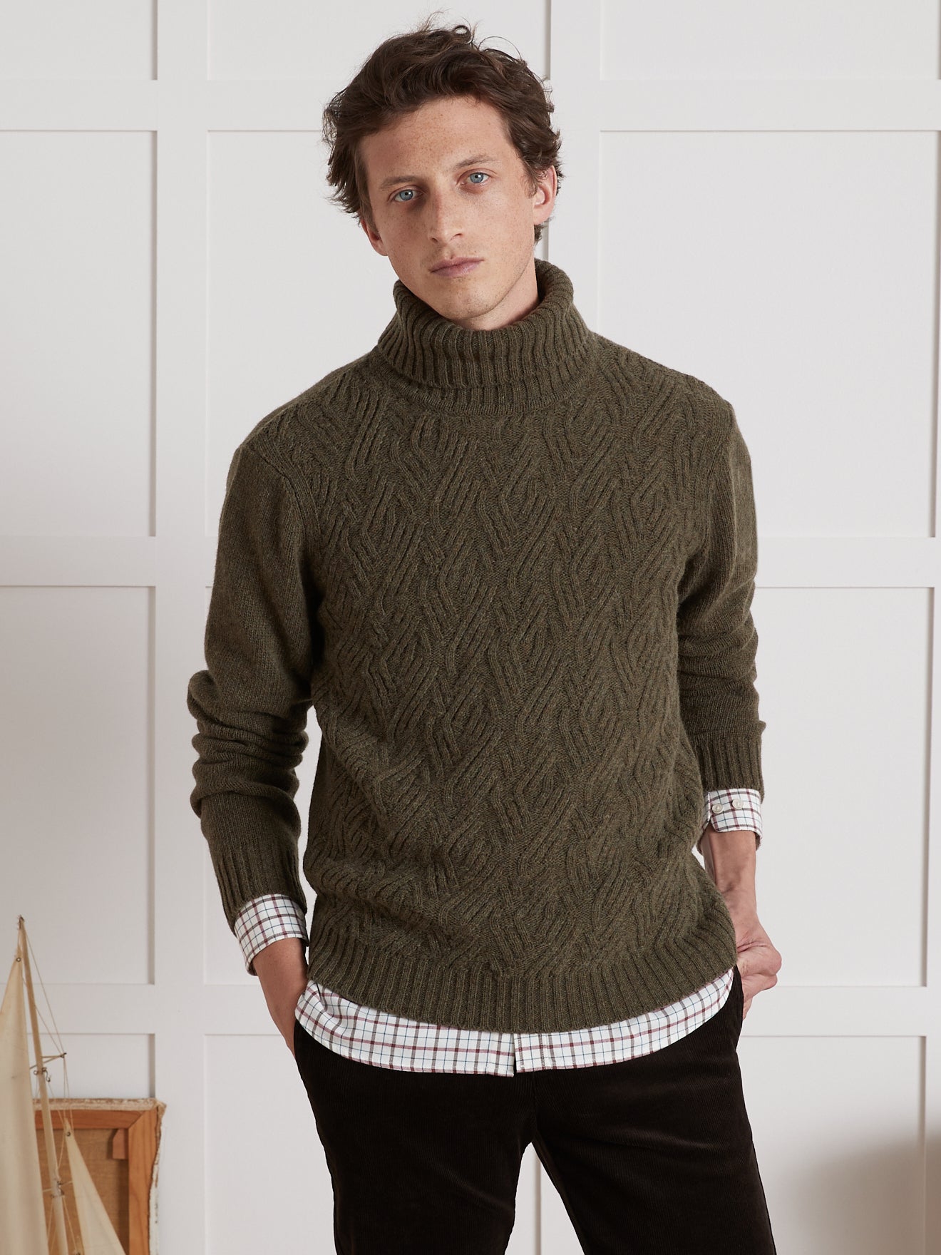 Pull col roulé torsadé homme