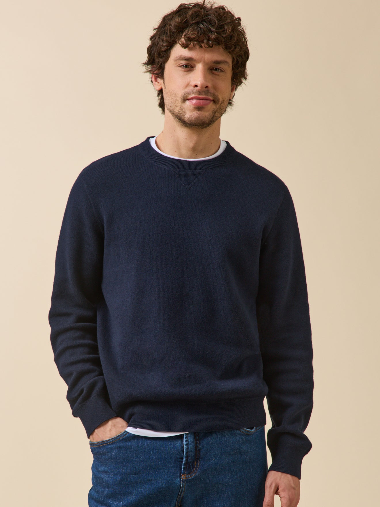 Pull effet sweat homme coton cachemire