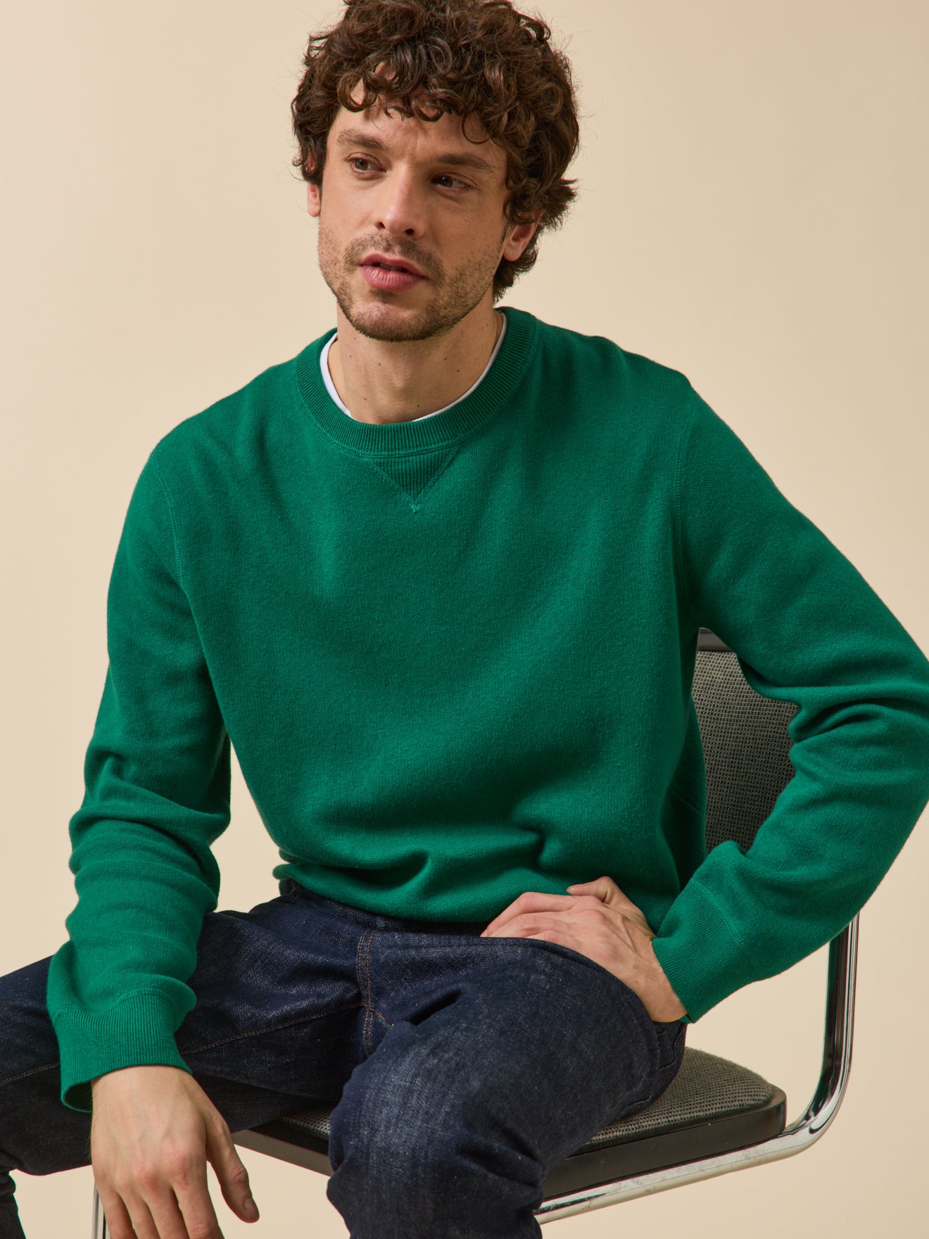 Pull effet sweat homme coton cachemire