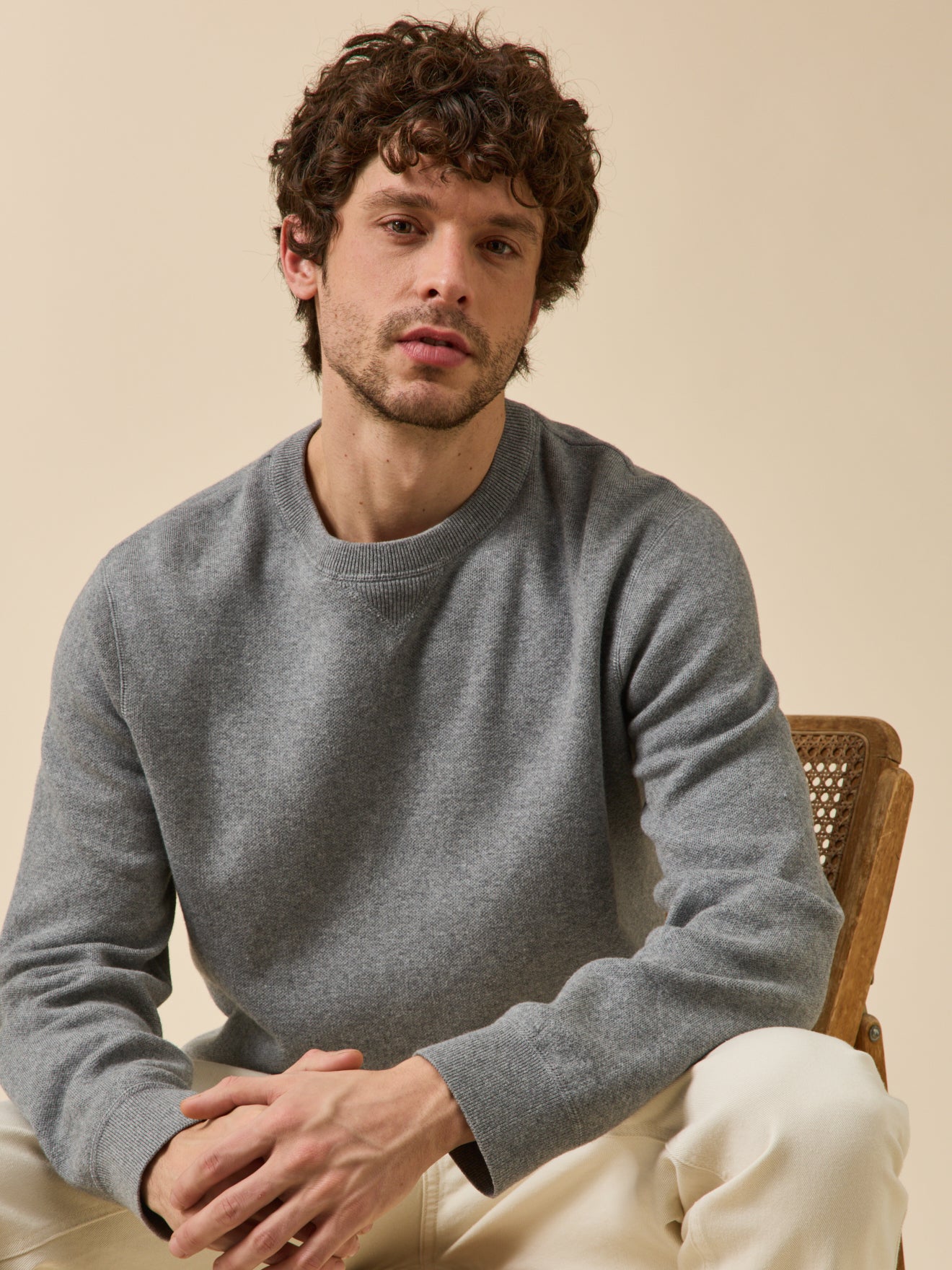 Pull effet sweat homme coton cachemire