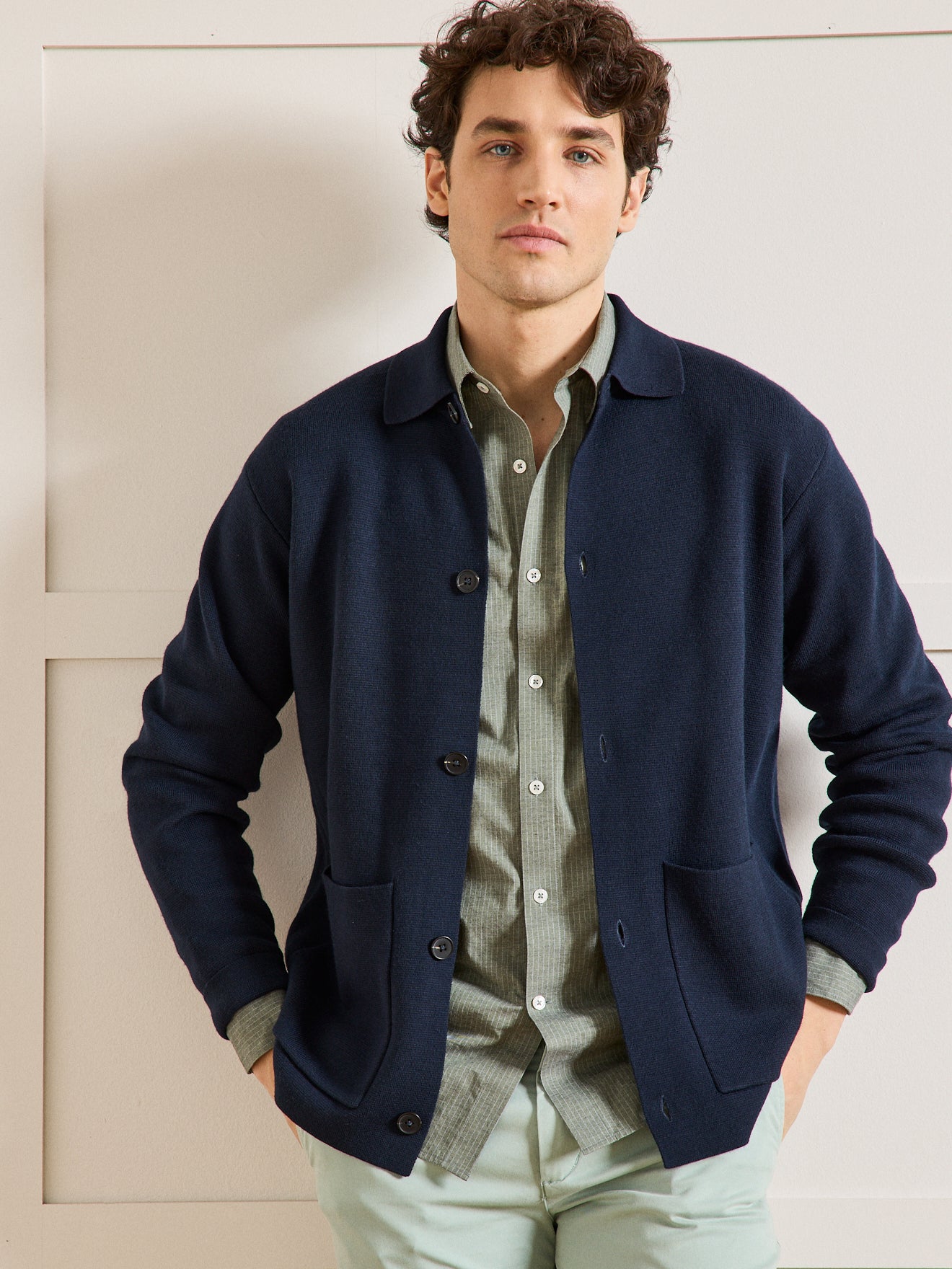 Cardigan homme avec laine et fibres recyclées