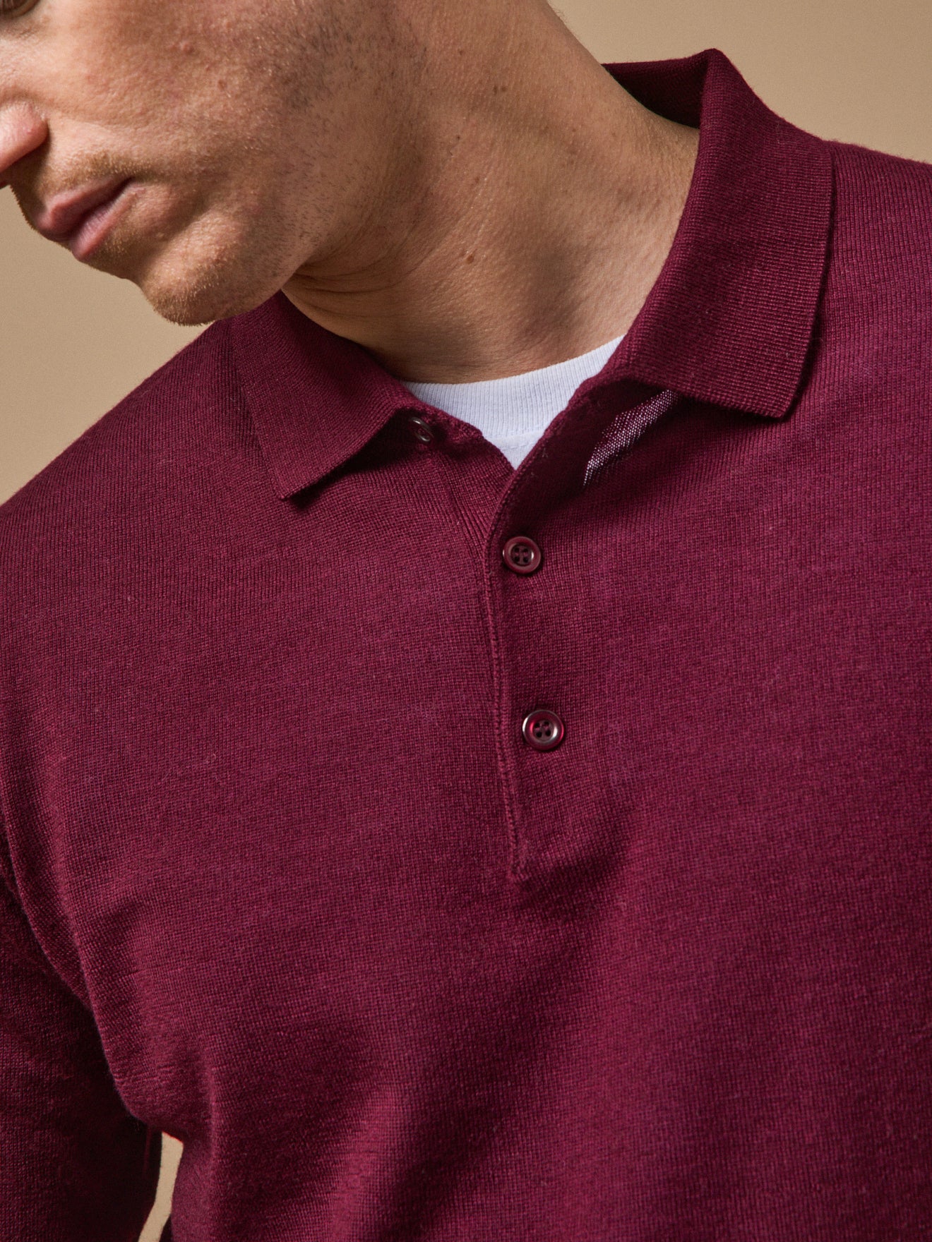 Pull fin col polo laine mérinos homme