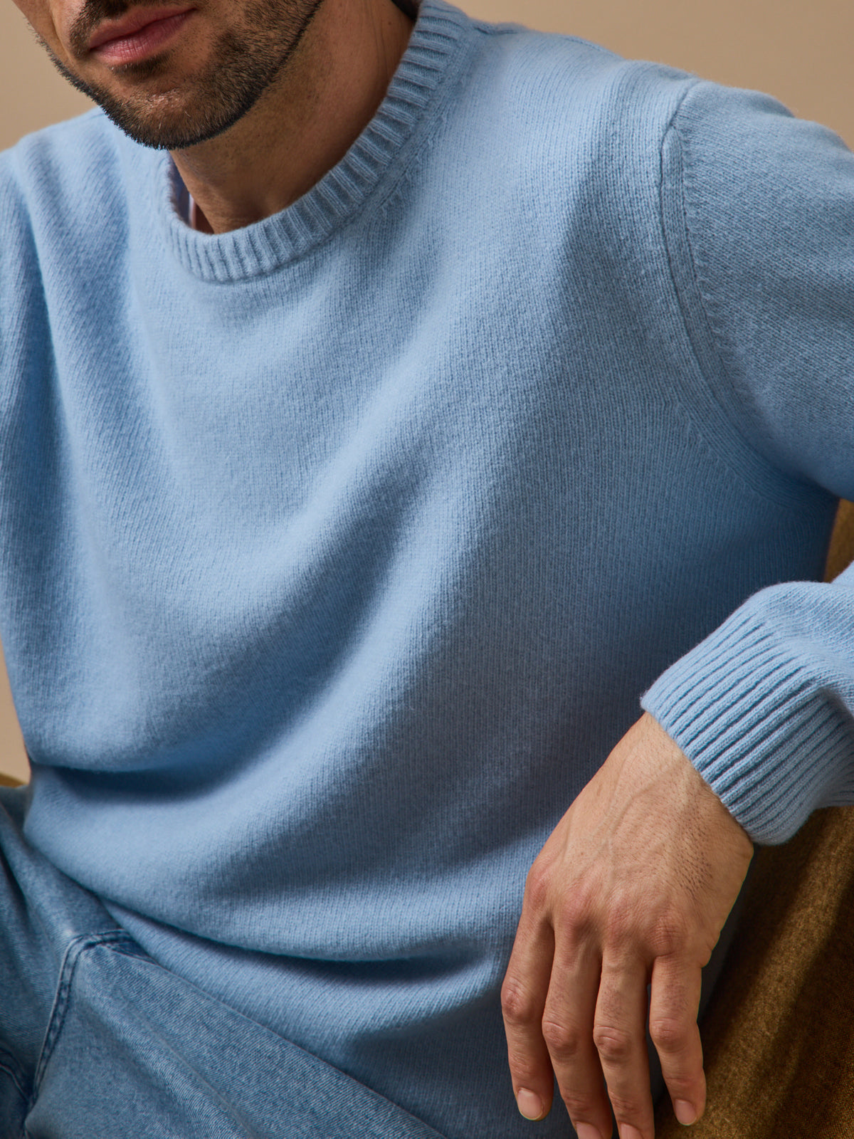 Pull col rond homme laine mélangée