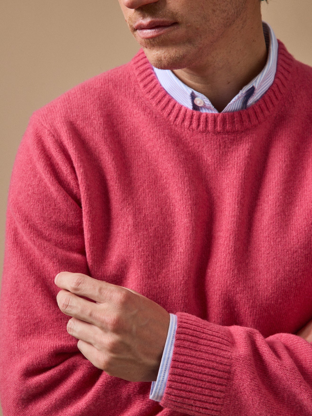 Pull col rond homme mélange laine