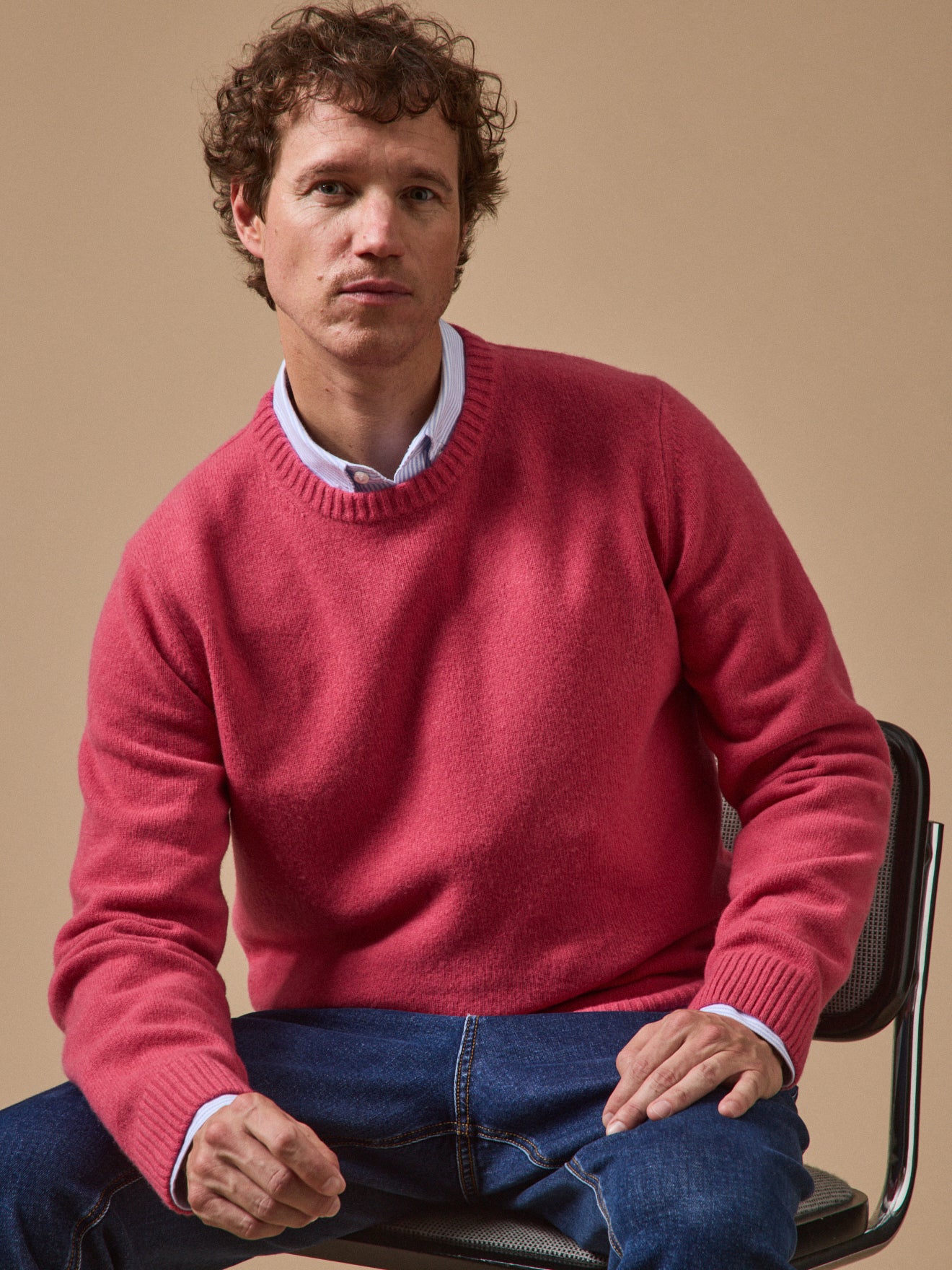 Pull col rond homme mélange laine