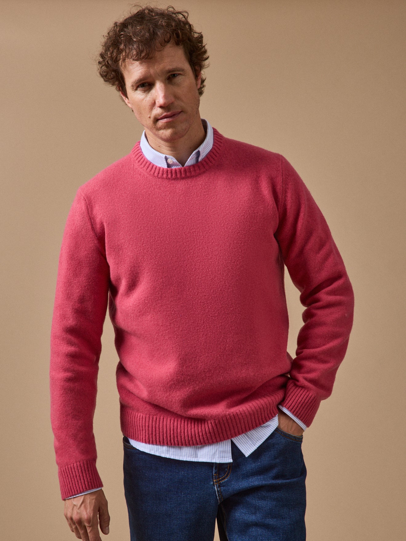 Pull col rond homme mélange laine