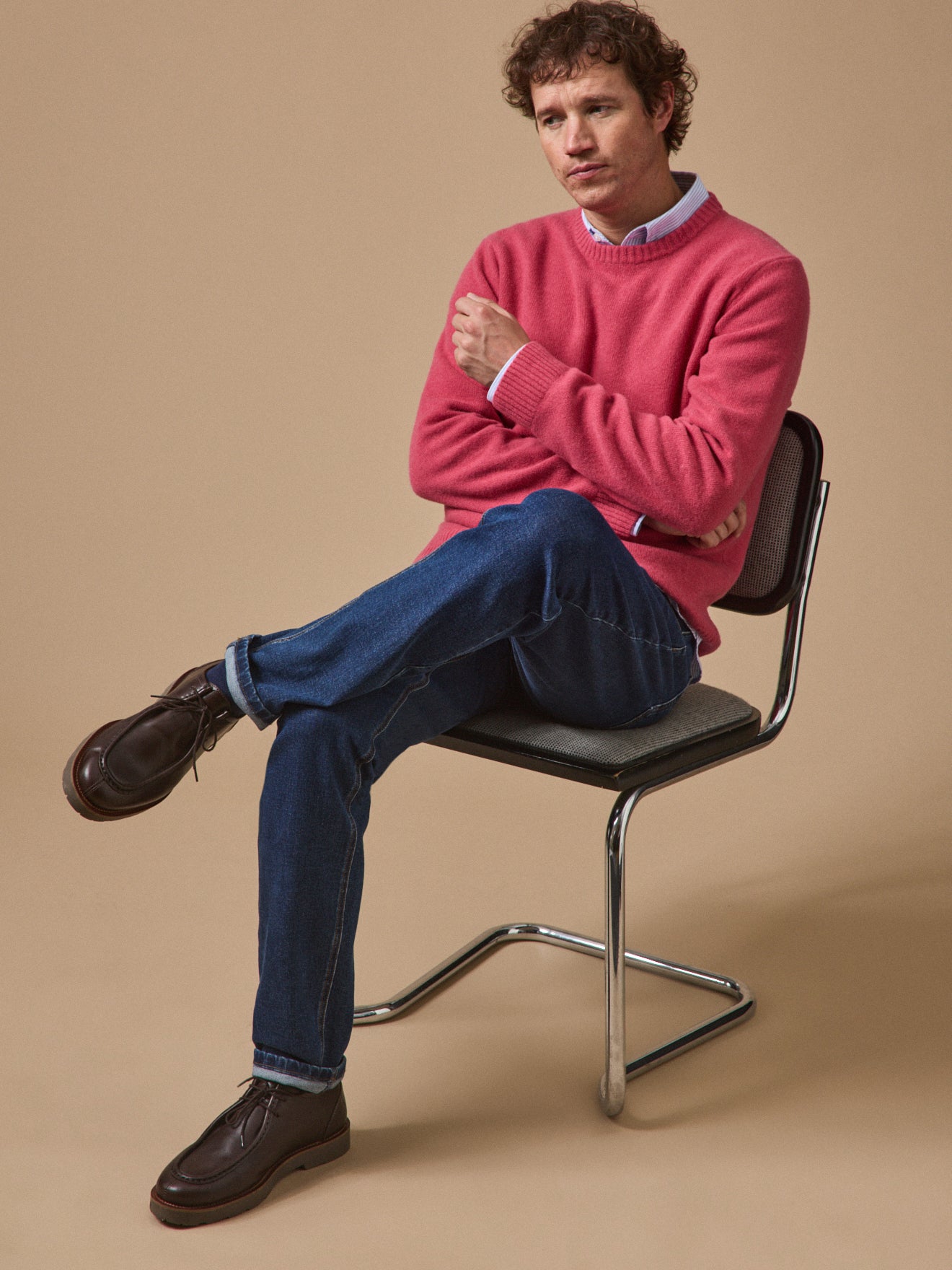 Pull col rond homme mélange laine