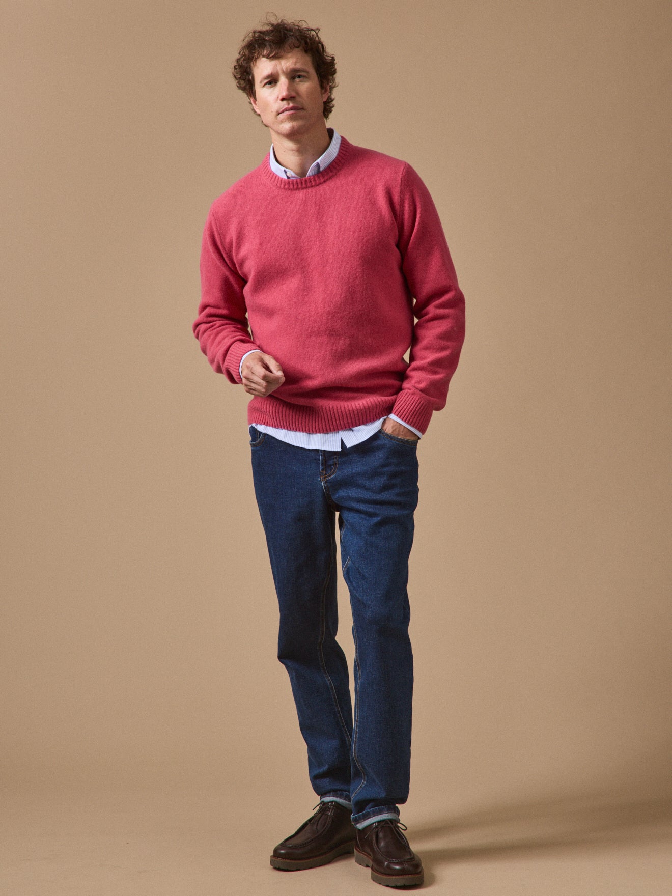 Pull col rond homme mélange laine