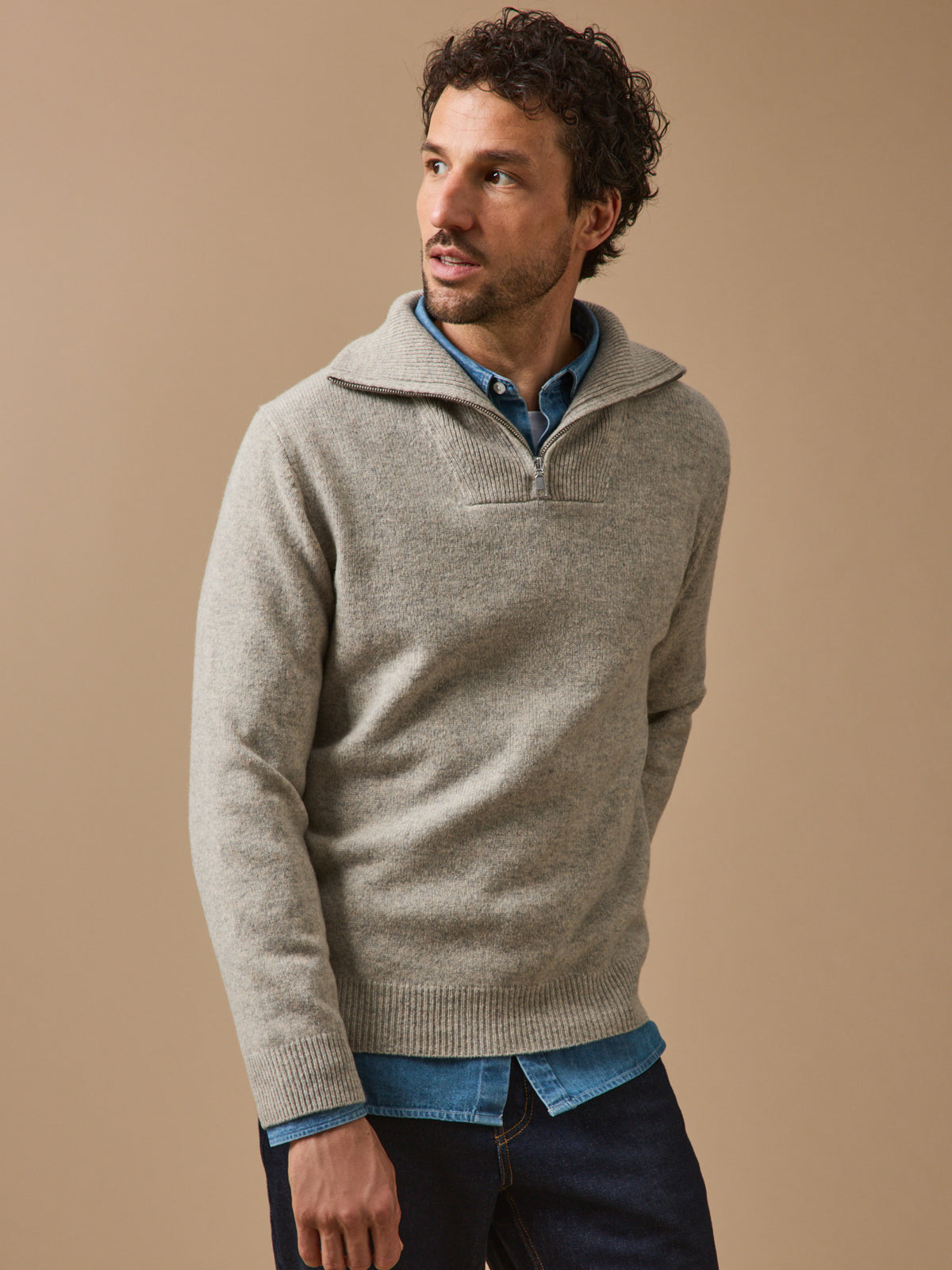 Pull col camionneur laine mérinos homme