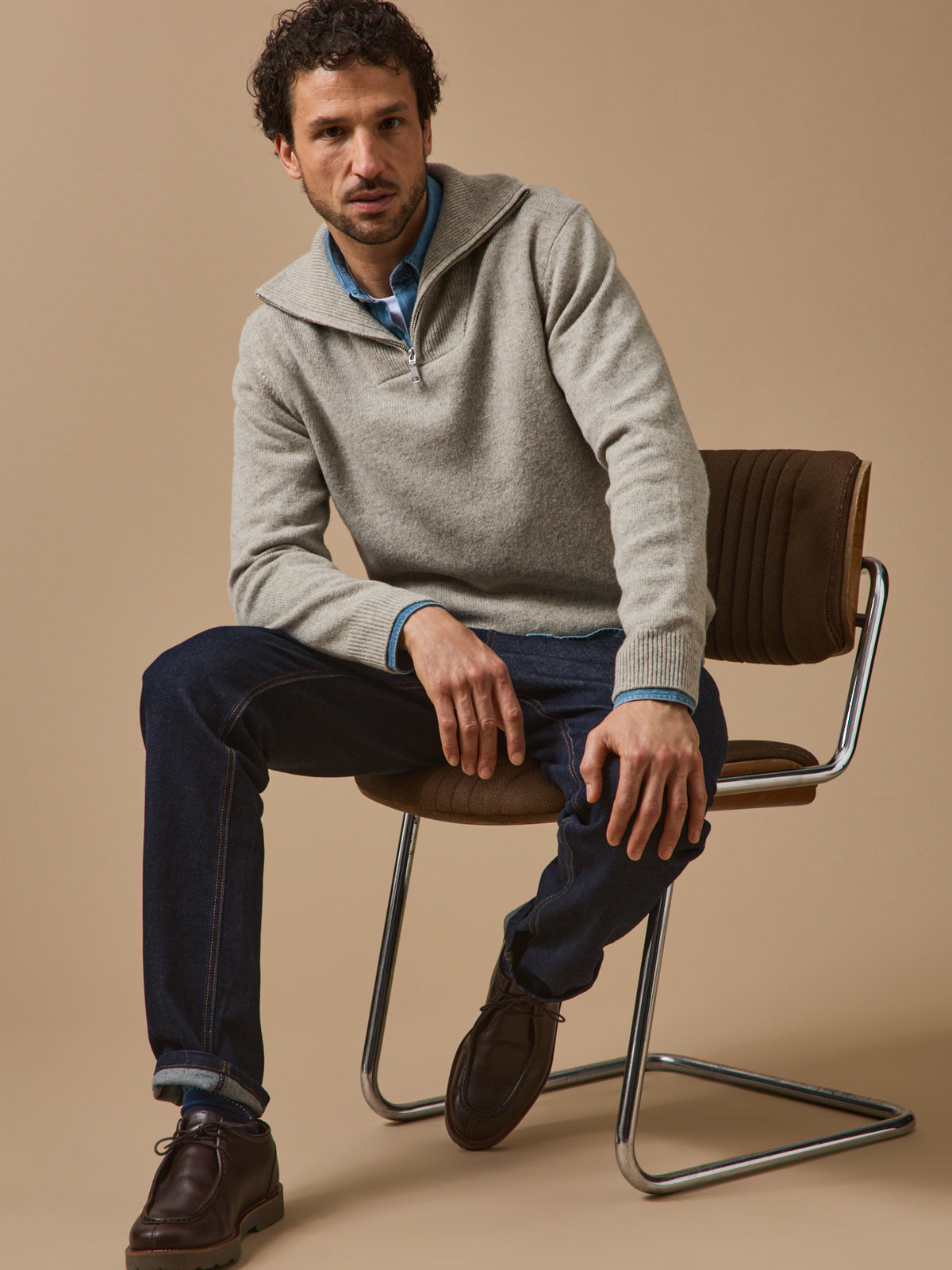Pull col camionneur laine mérinos homme