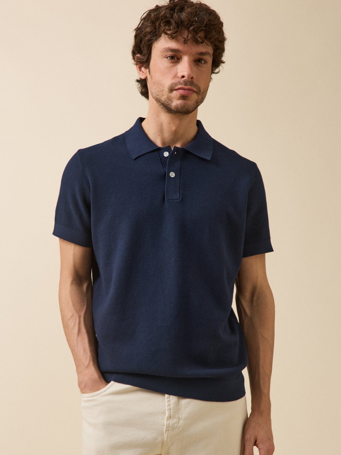 Pull col polo manches courtes homme
