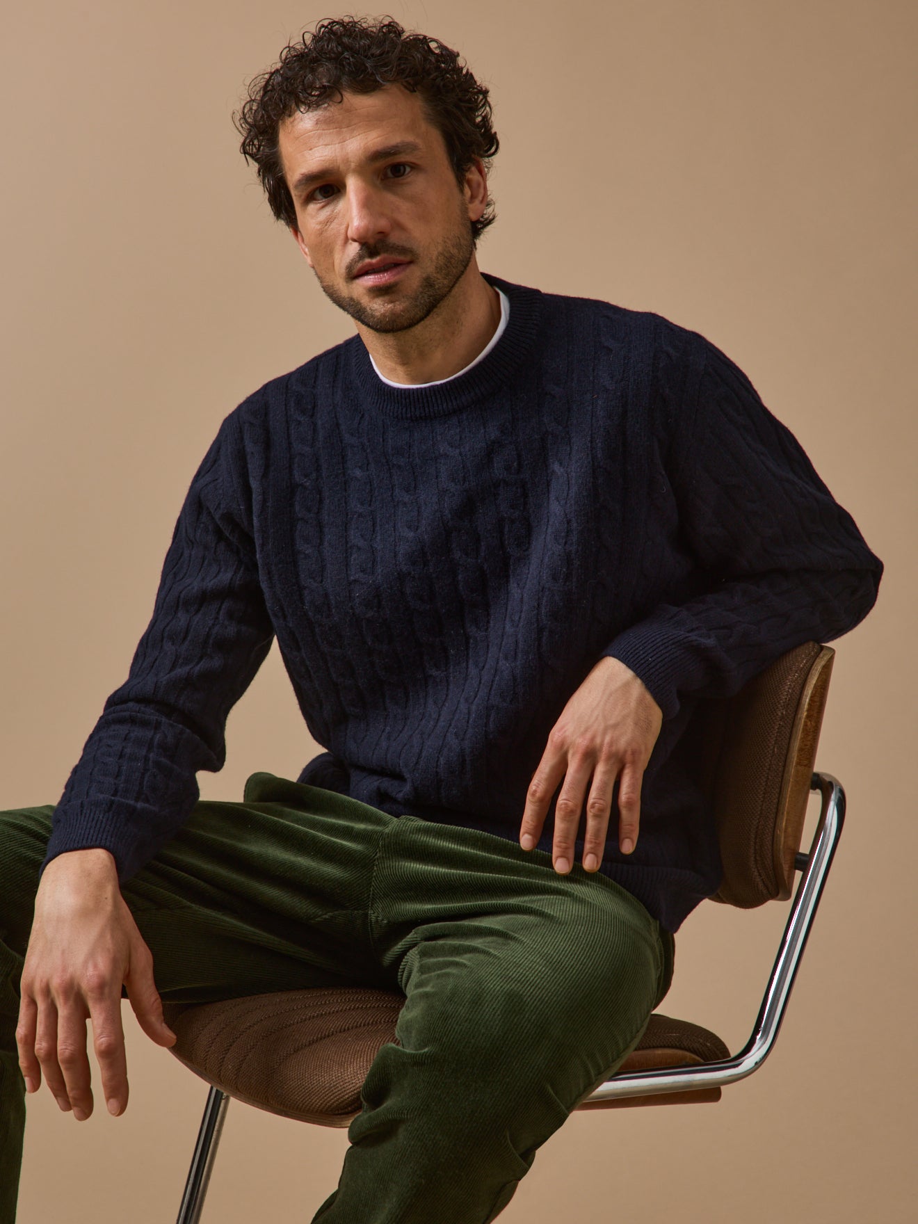 Pull torsades homme en laine