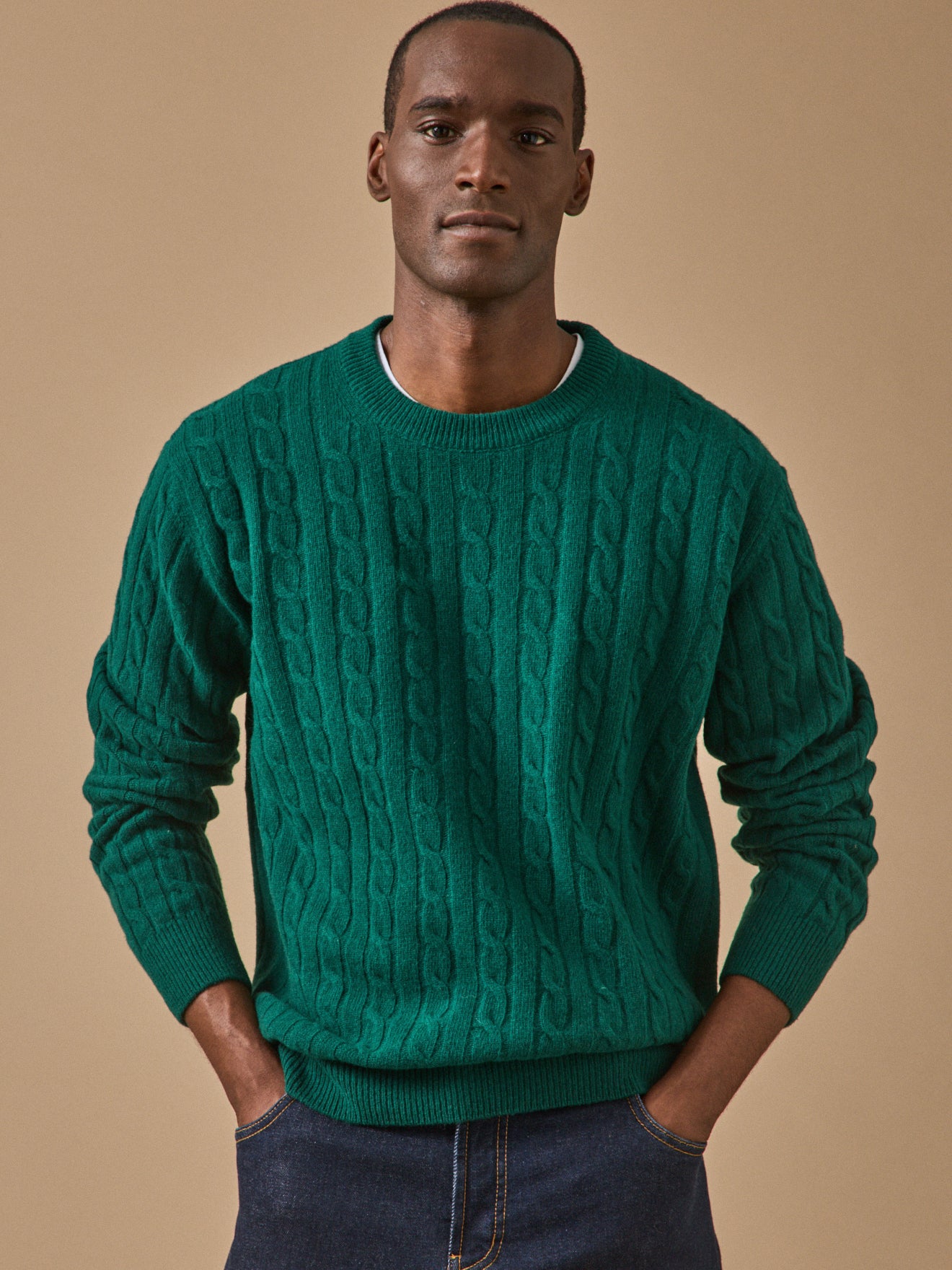 Pull torsades homme en laine