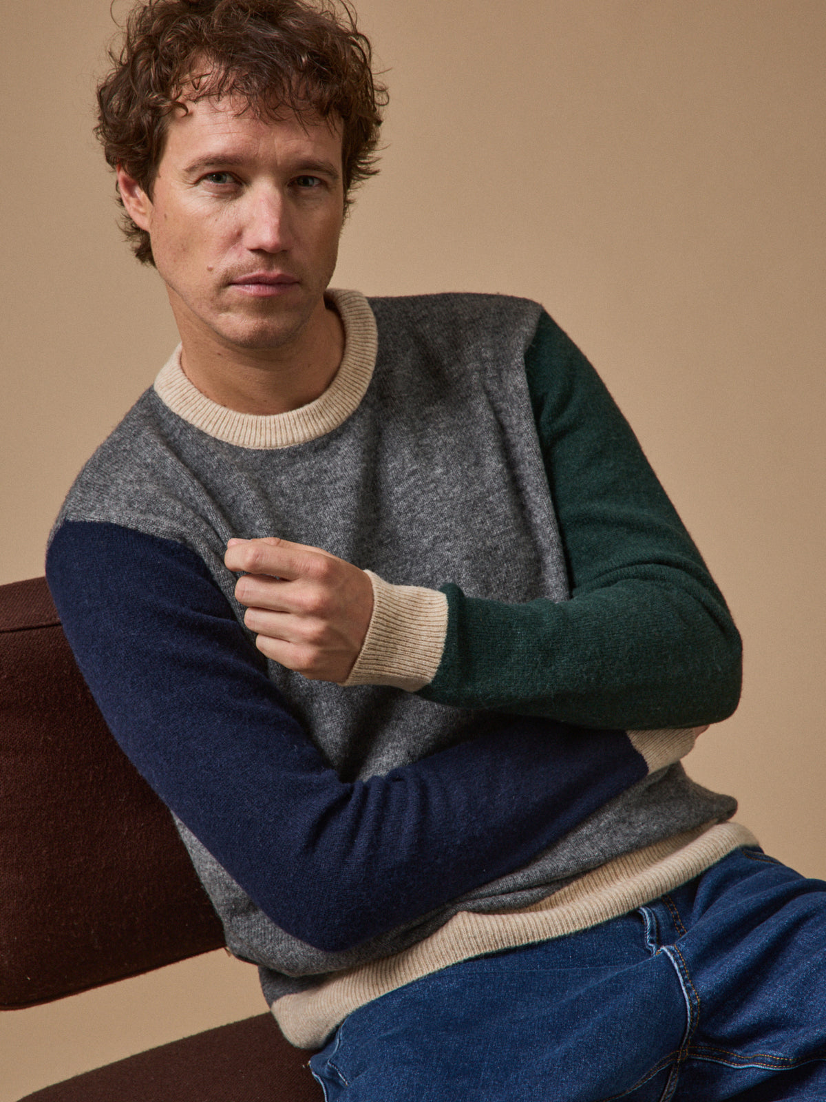 Pull colorblock homme