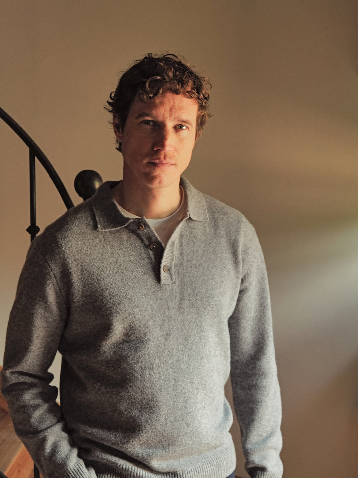 Pull col polo homme