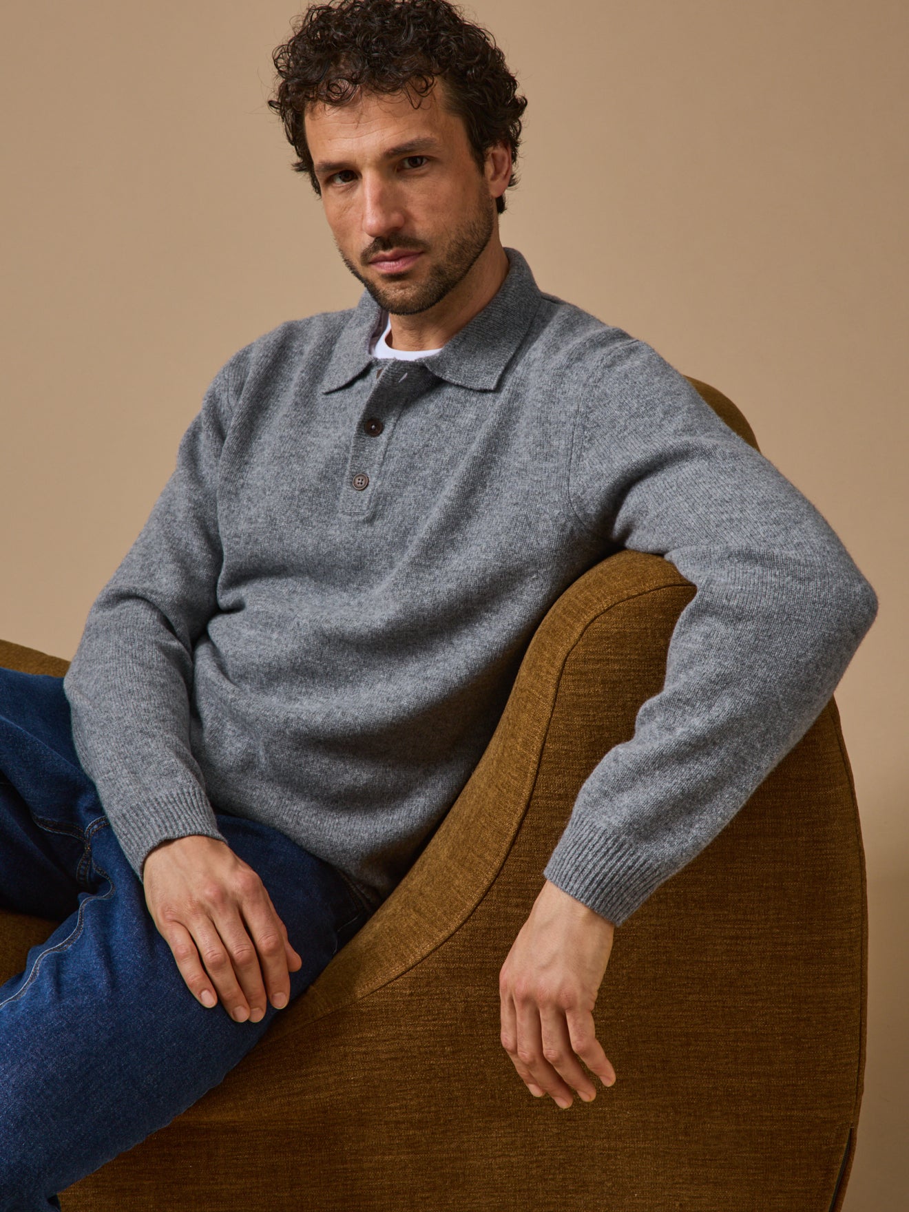 Pull col polo homme