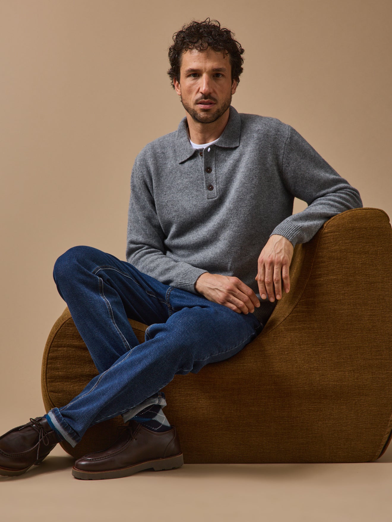 Pull col polo homme