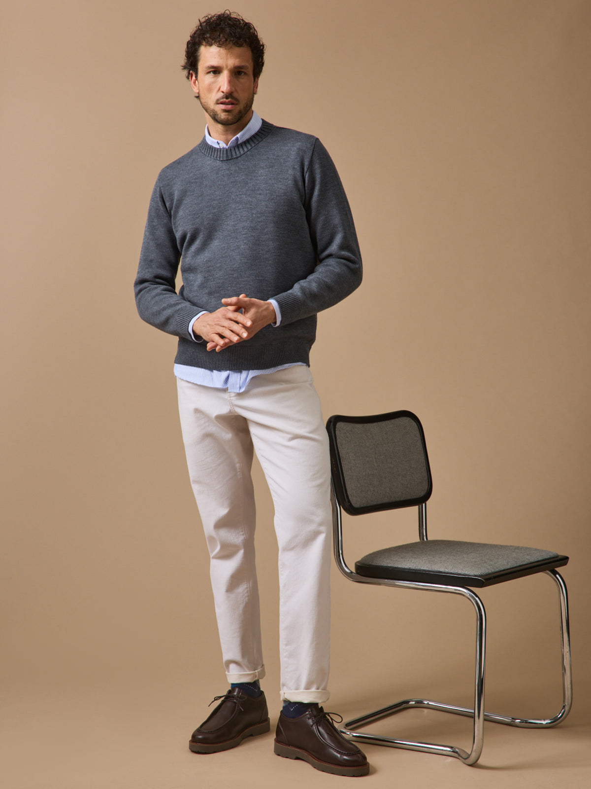 Pull laine mérinos Homme : Cyrillus X les 3 Tricoteurs