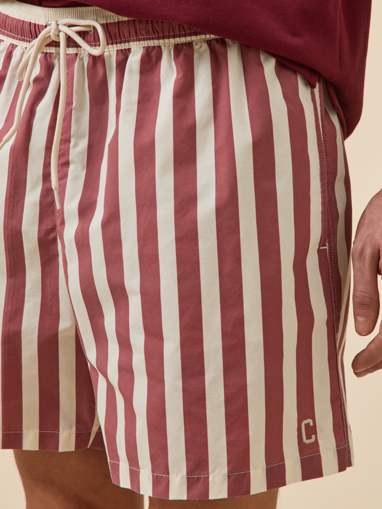 Short de bain rayé homme