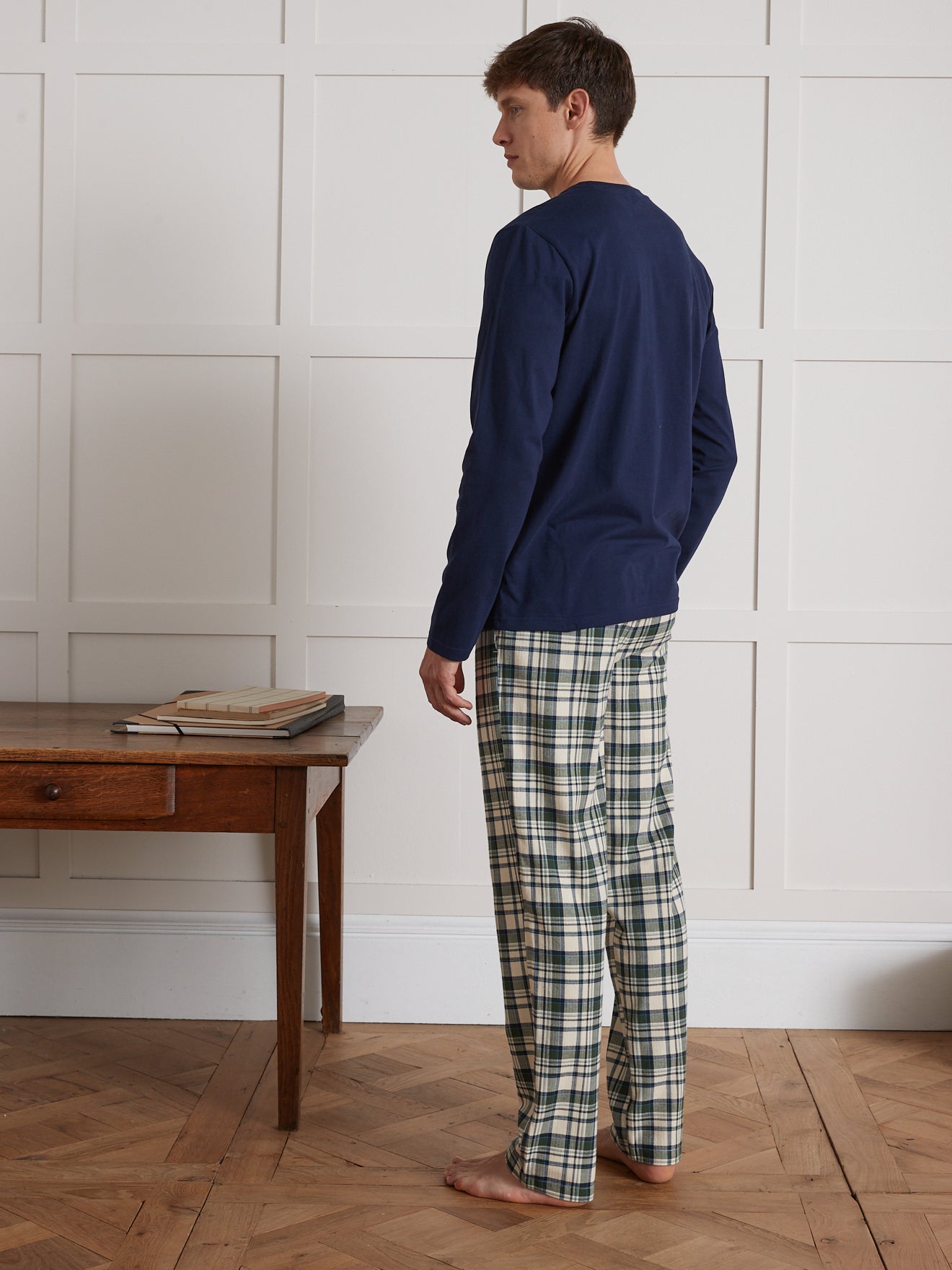 Pyjama bi-matière pantalon carreaux homme