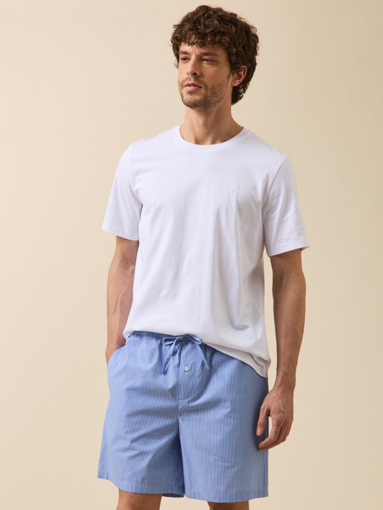 Pyjama short bi-matière homme