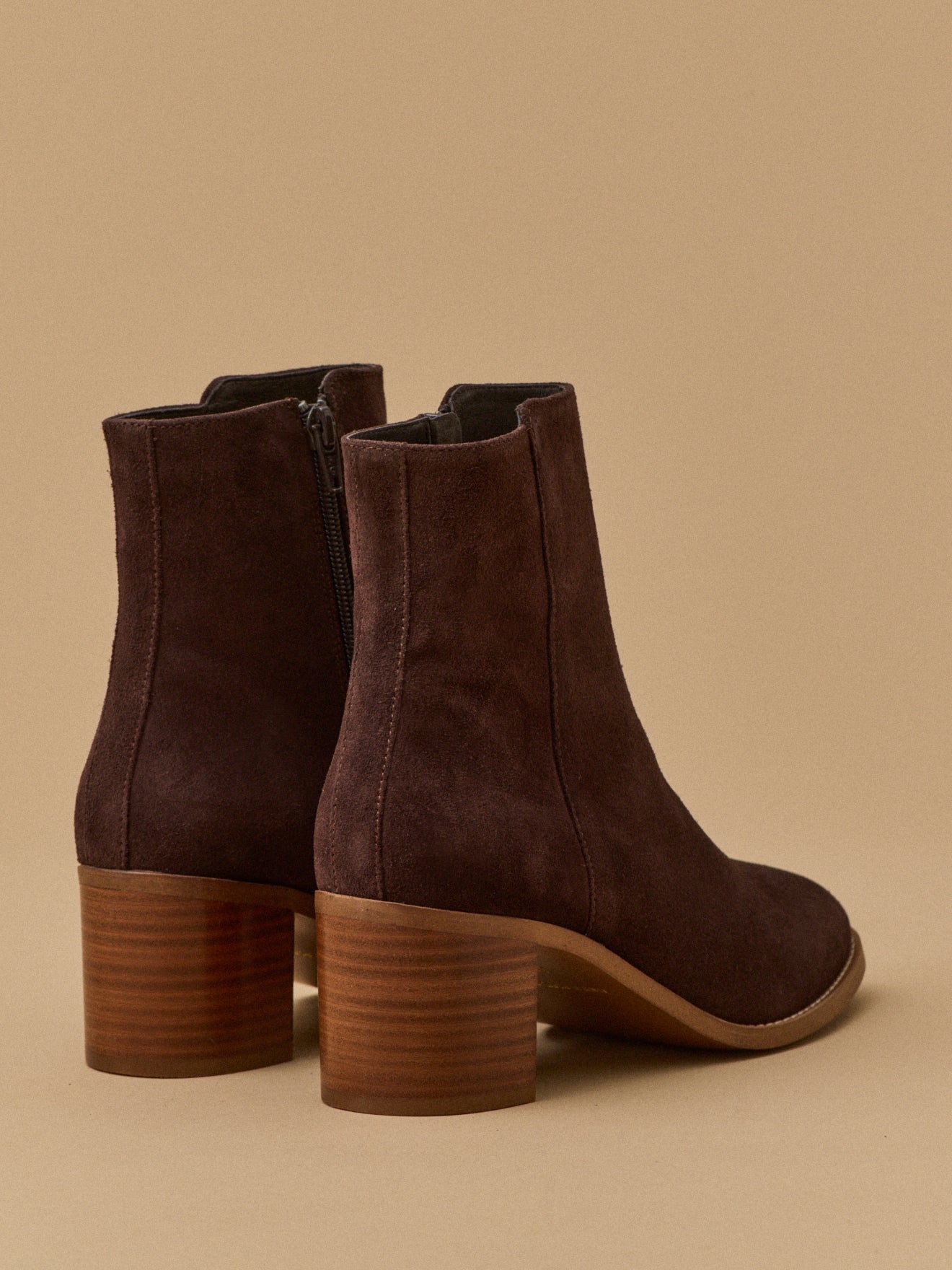 Boots croûte de cuir femme talon carré