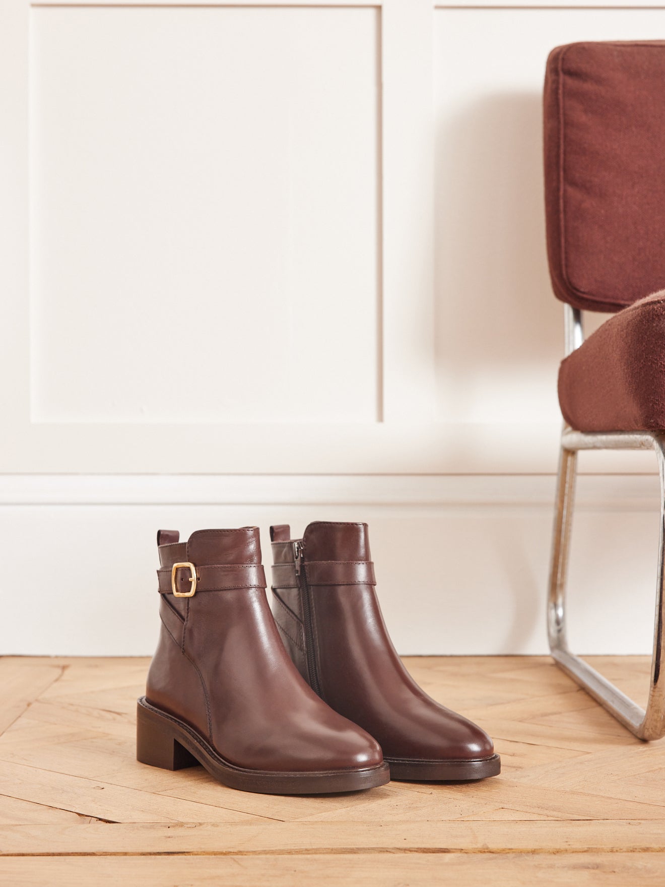 Boots cavalières en cuir femme