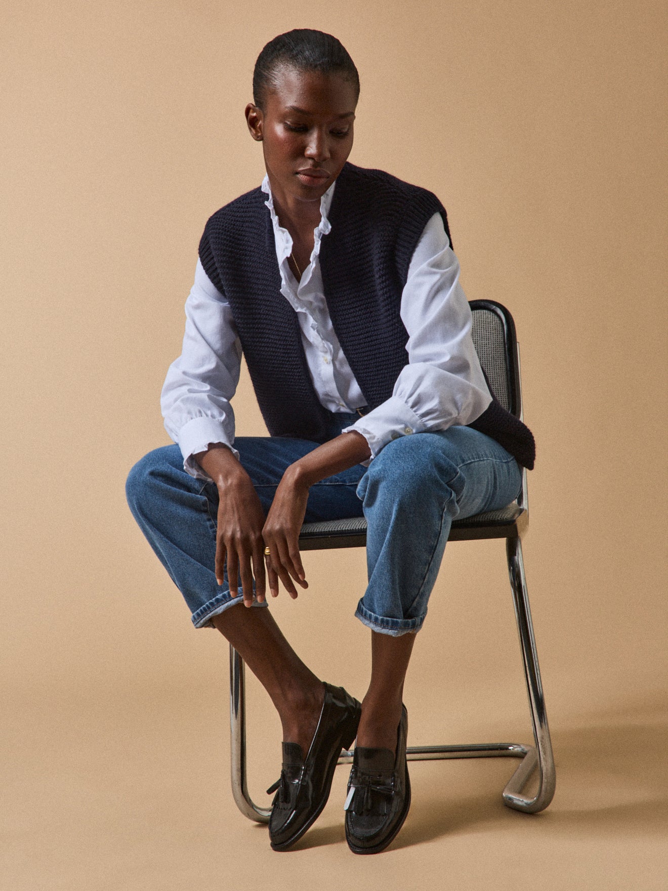 Mocassins frange et pompons cuir femme