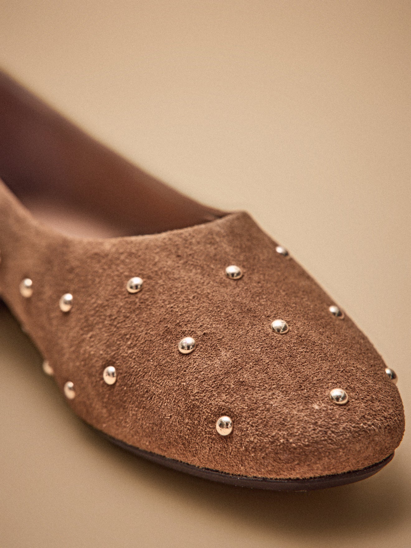 Ballerines cloutées cuir velouté femme