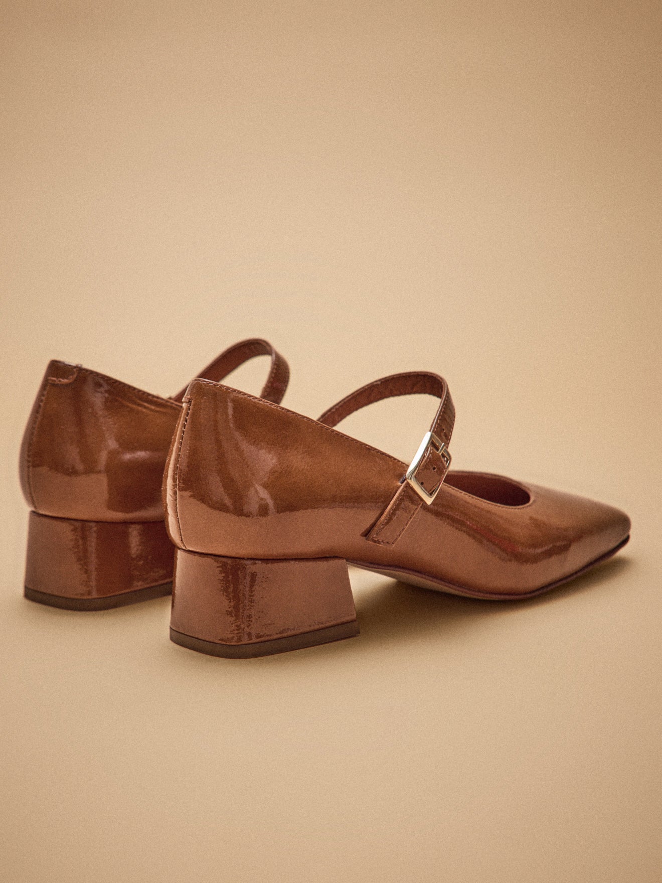 Salomés à talon cuir vernis femme