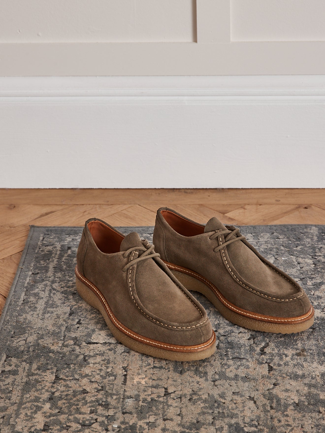 Derbies lacets croûte de cuir homme