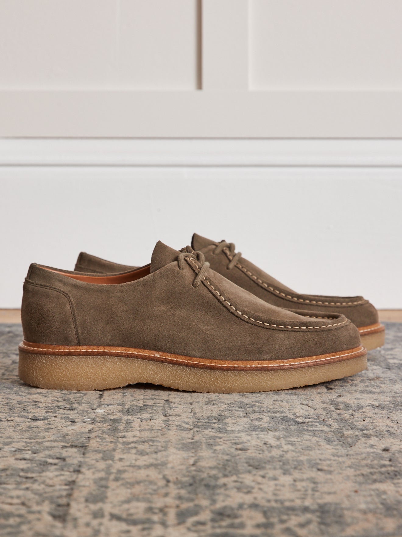 Derbies lacets croûte de cuir homme