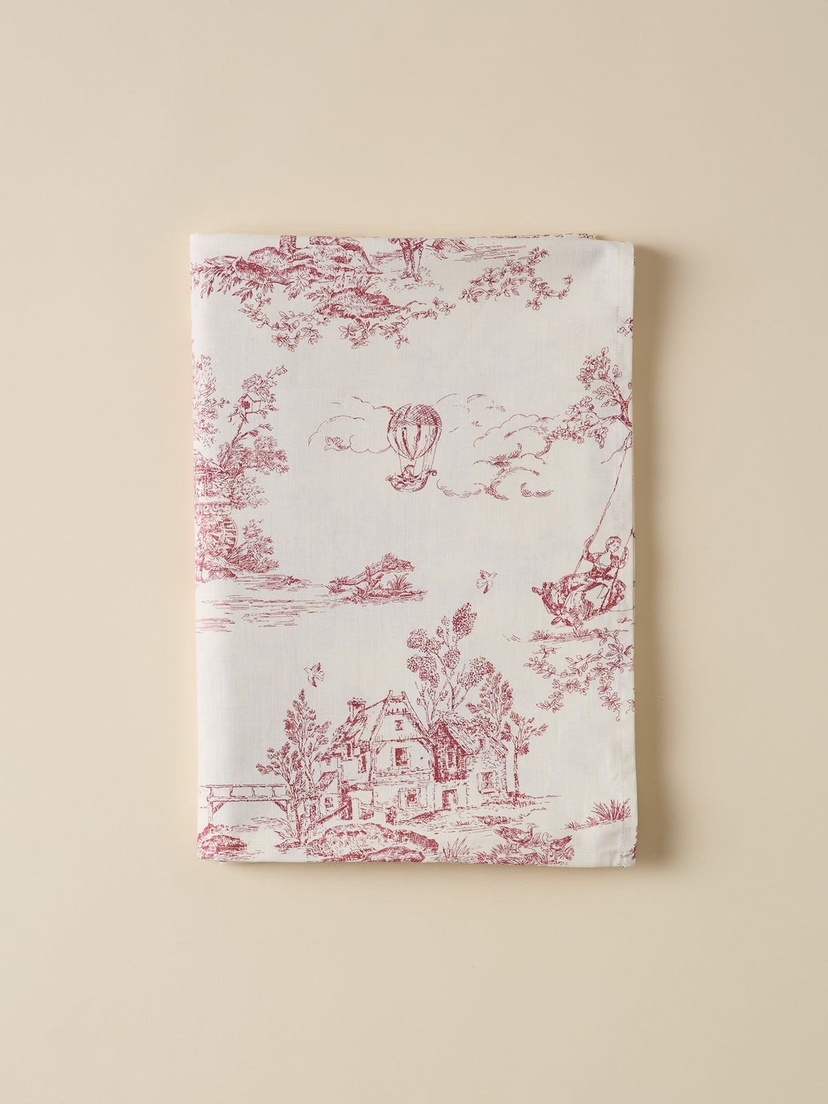 Nappe esprit toile de Jouy en coton tramé