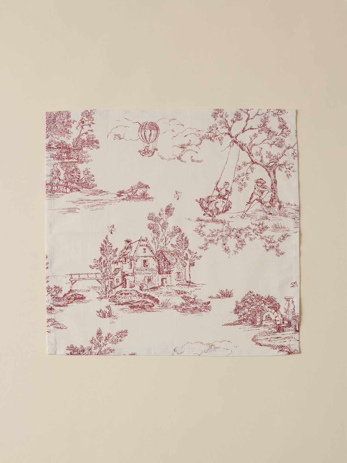 Serviette de table esprit toile de Jouy par lot de 4