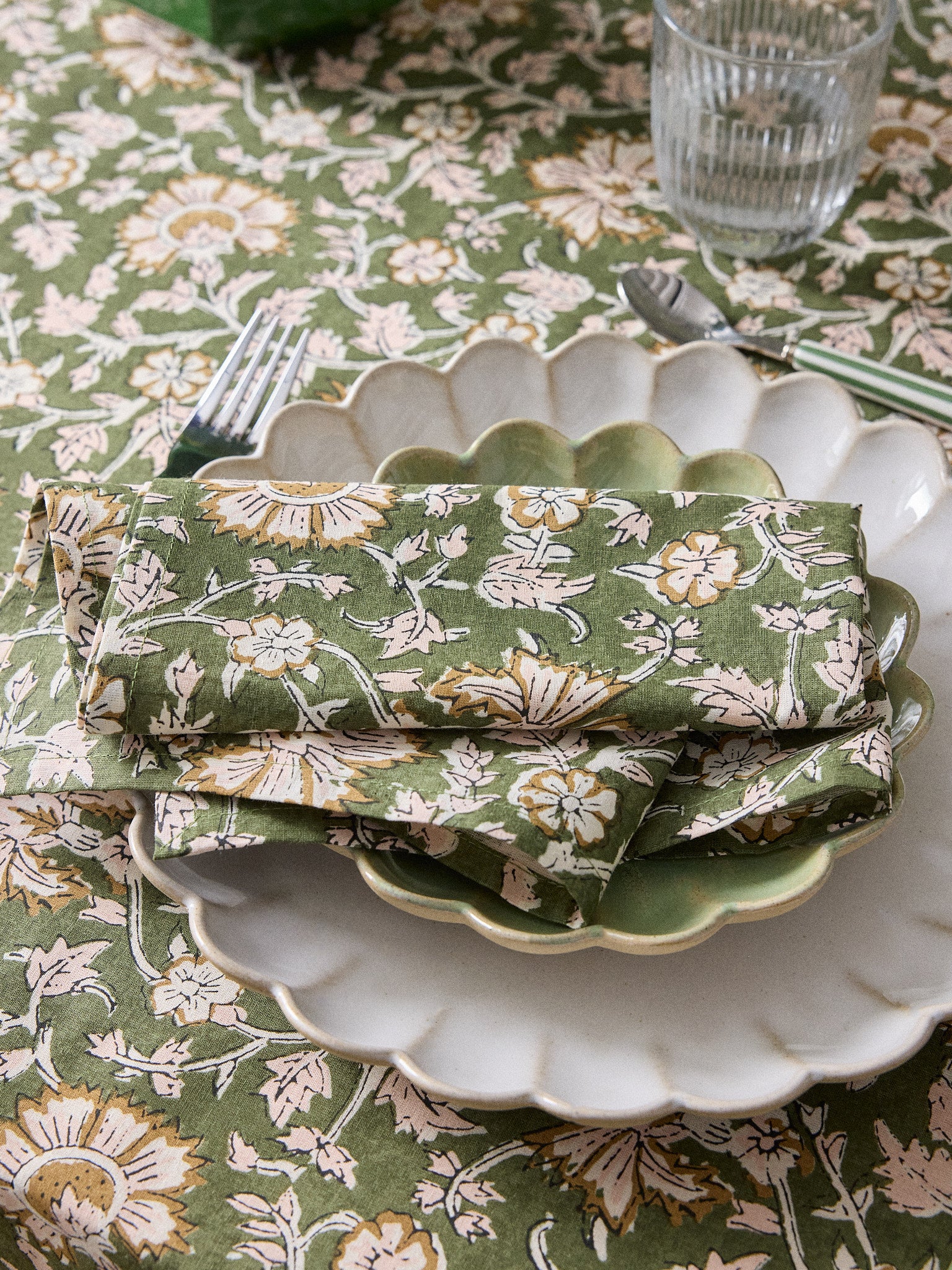 Serviettes de table en tissu indien par lot de 4