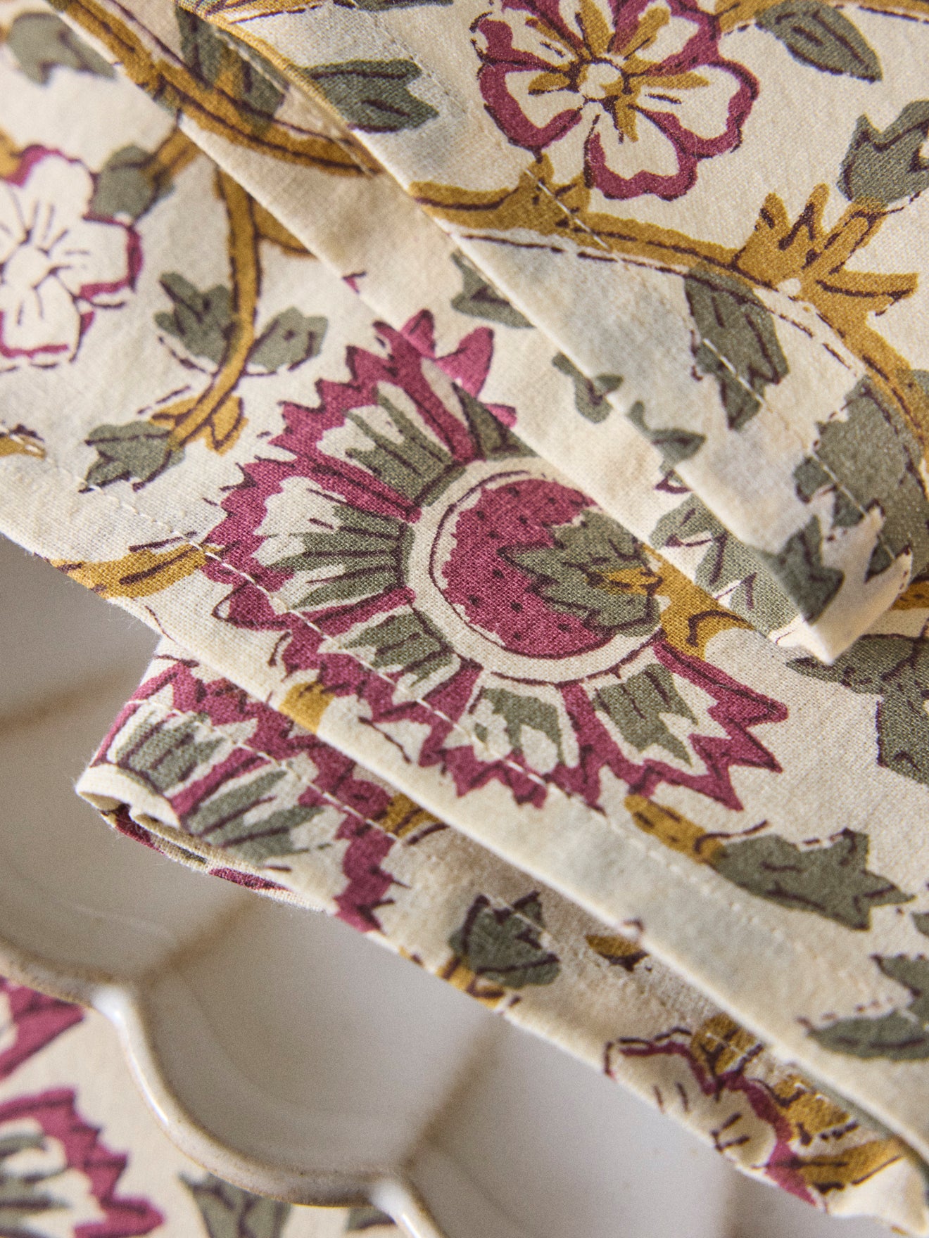 Serviettes de table en tissu indien par lot de 4