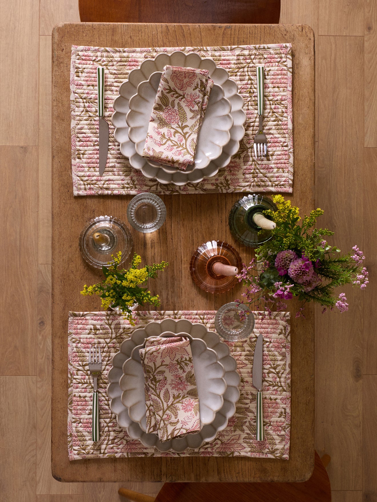 Set de table par lot de 2 imprimé Rosa