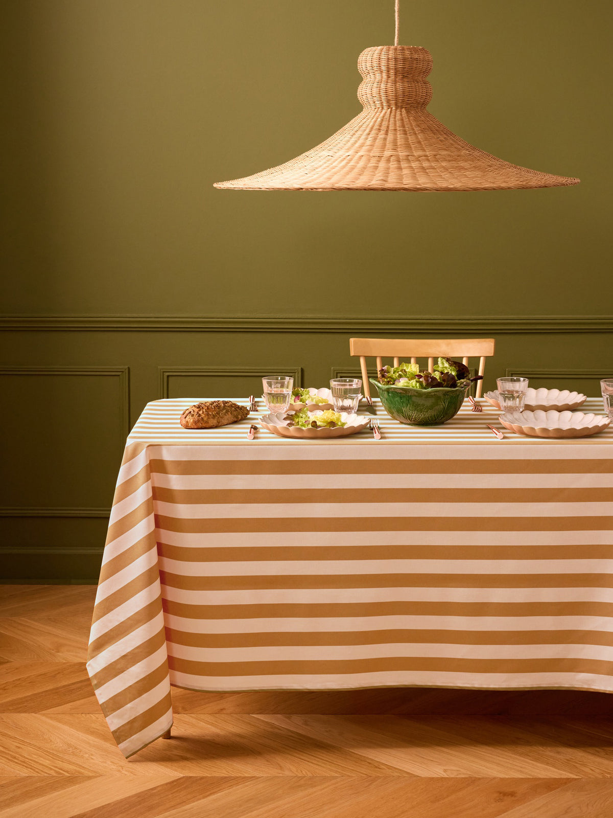 Nappe rayée en coton enduit