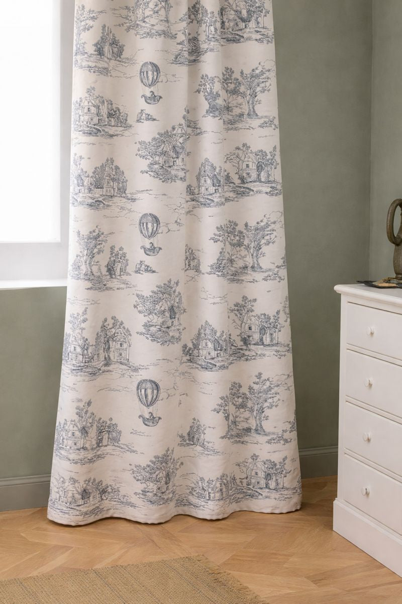 Rideau à oeillets esprit toile de Jouy