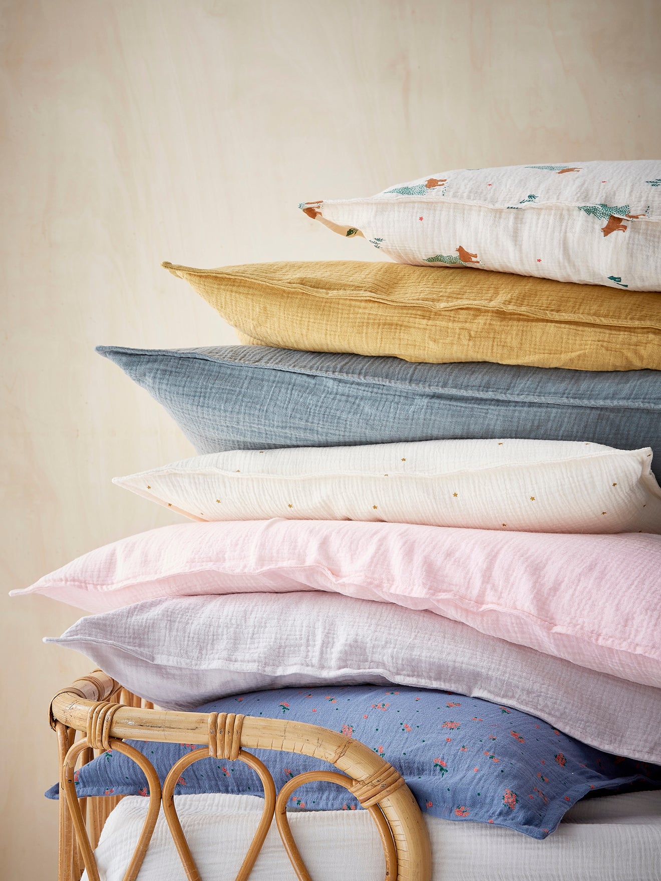 Taie d'oreiller enfant gaze de coton "Gaufrée"