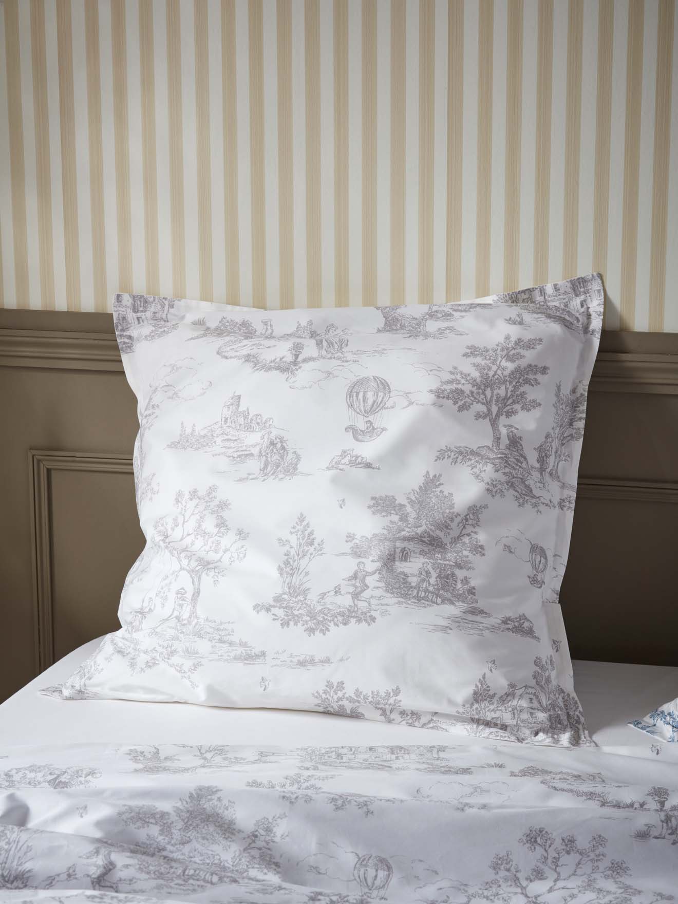 Taie d'oreiller percale de coton "Esprit Toile de Jouy"
