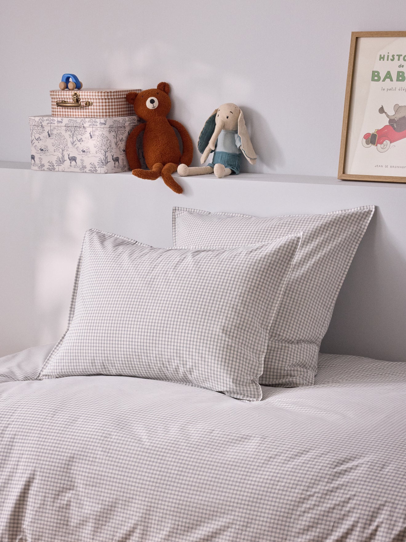 Taie d'oreiller percale de coton tissé teint  "Marin"