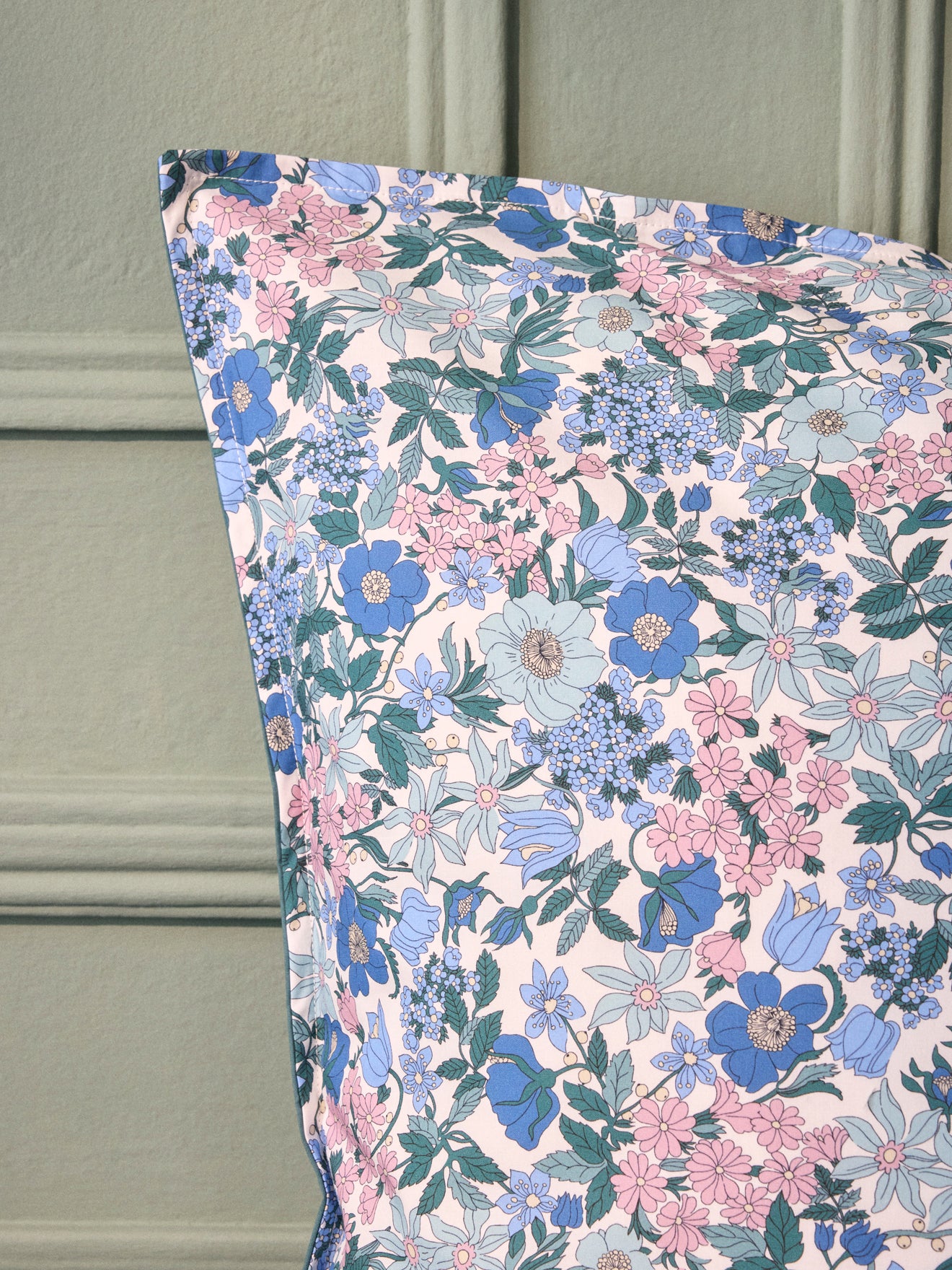 Taie d'oreiller percale de coton et tissu Liberty