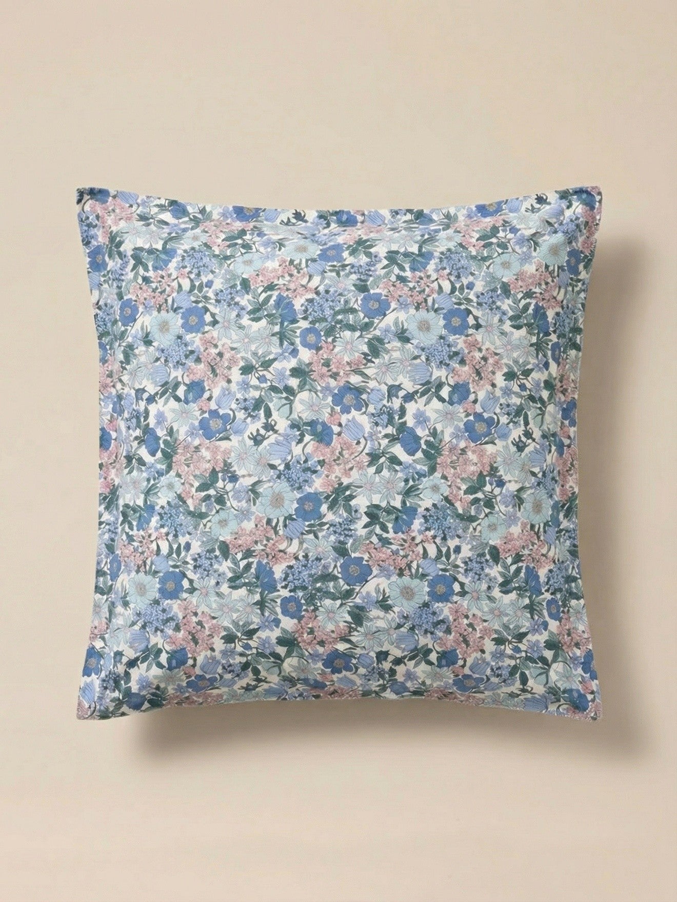 Taie d'oreiller percale de coton et tissu Liberty