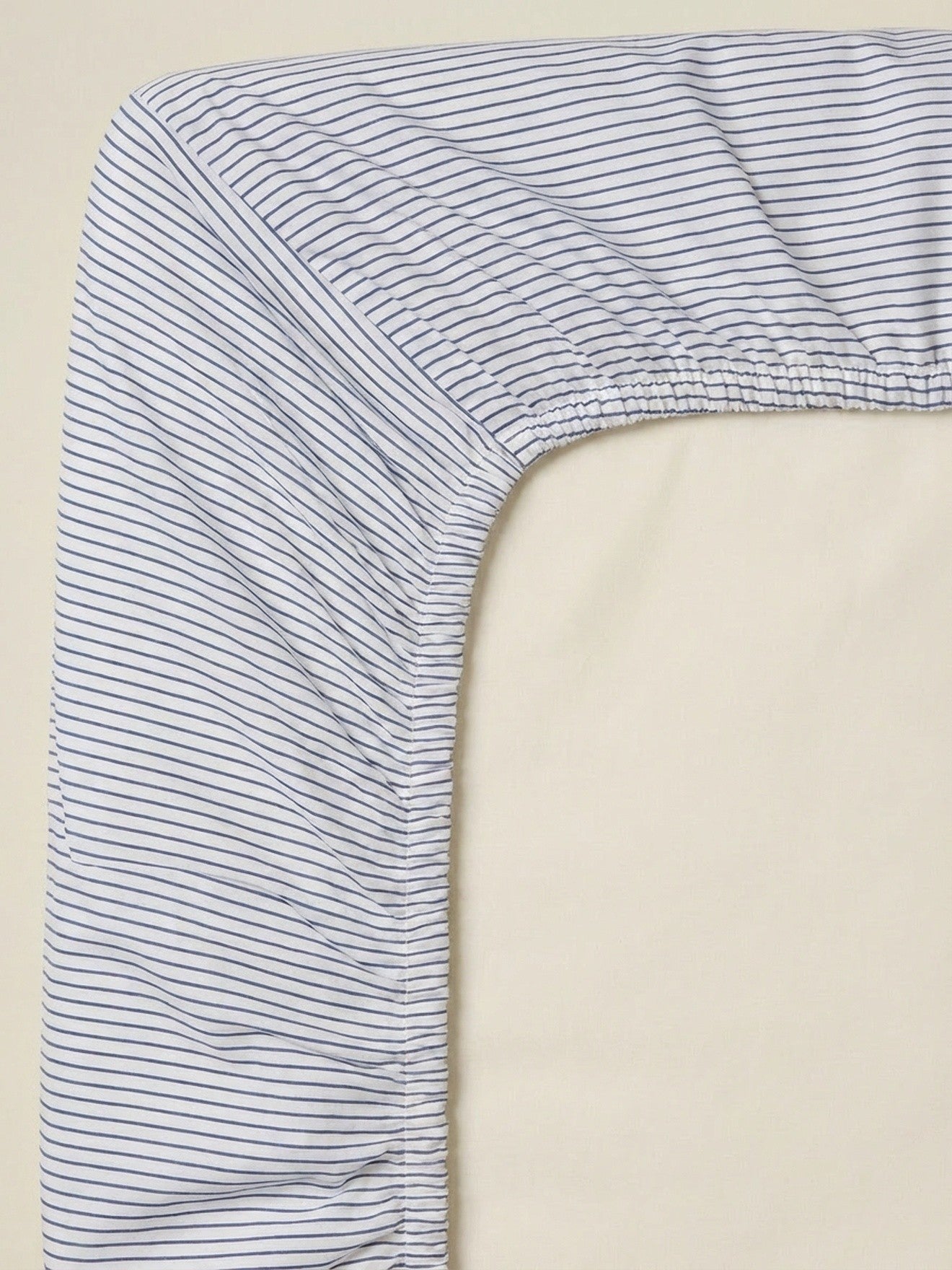 Drap-housse rayé "Esprit petit Jouy"