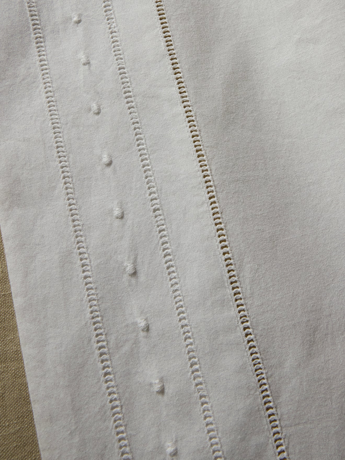 Drap plat percale de coton brodée "Aglaé"