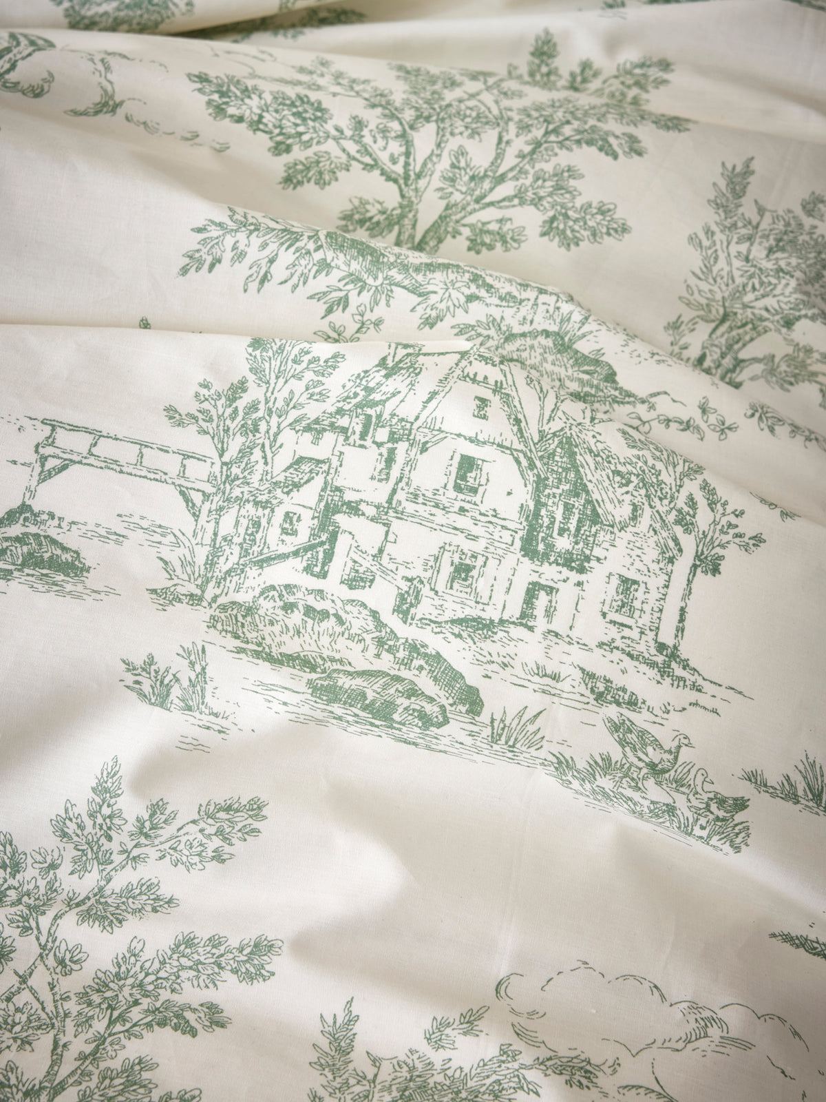 Housse de couette esprit toile de Jouy en percale de coton