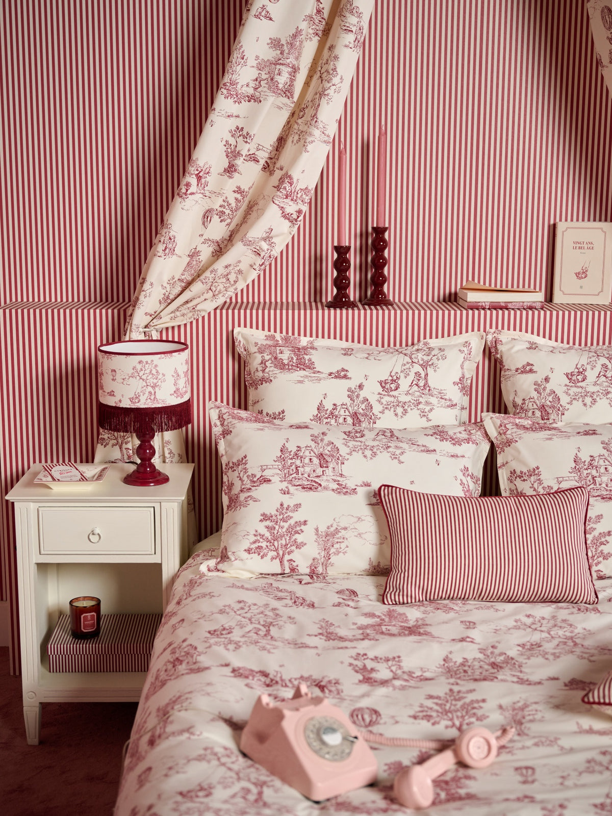 Housse de couette esprit toile de Jouy en percale de coton